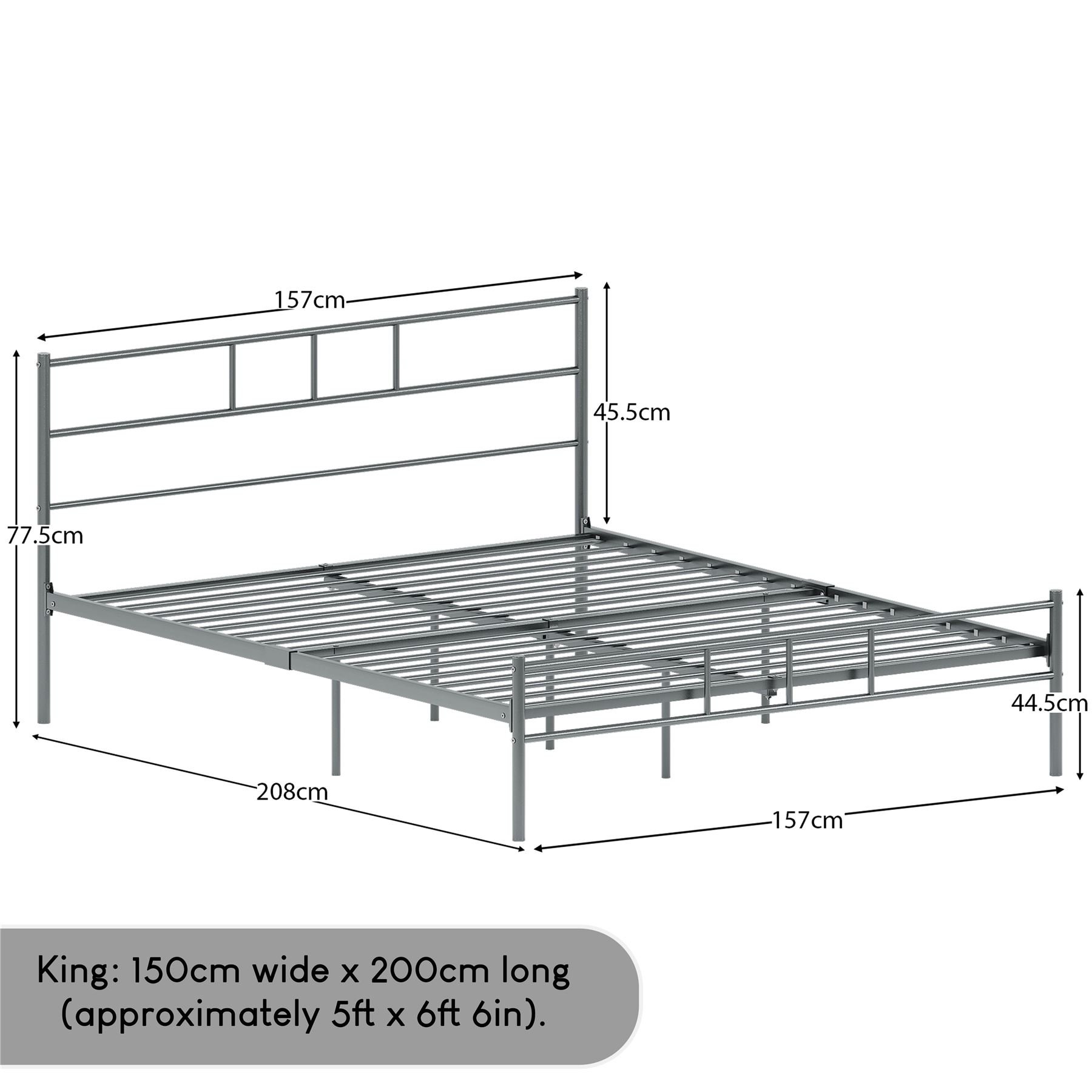 Metal Bed Single Double King Size Slat Base Headboard Set Bedroom Furniture - Picture 60 of 187