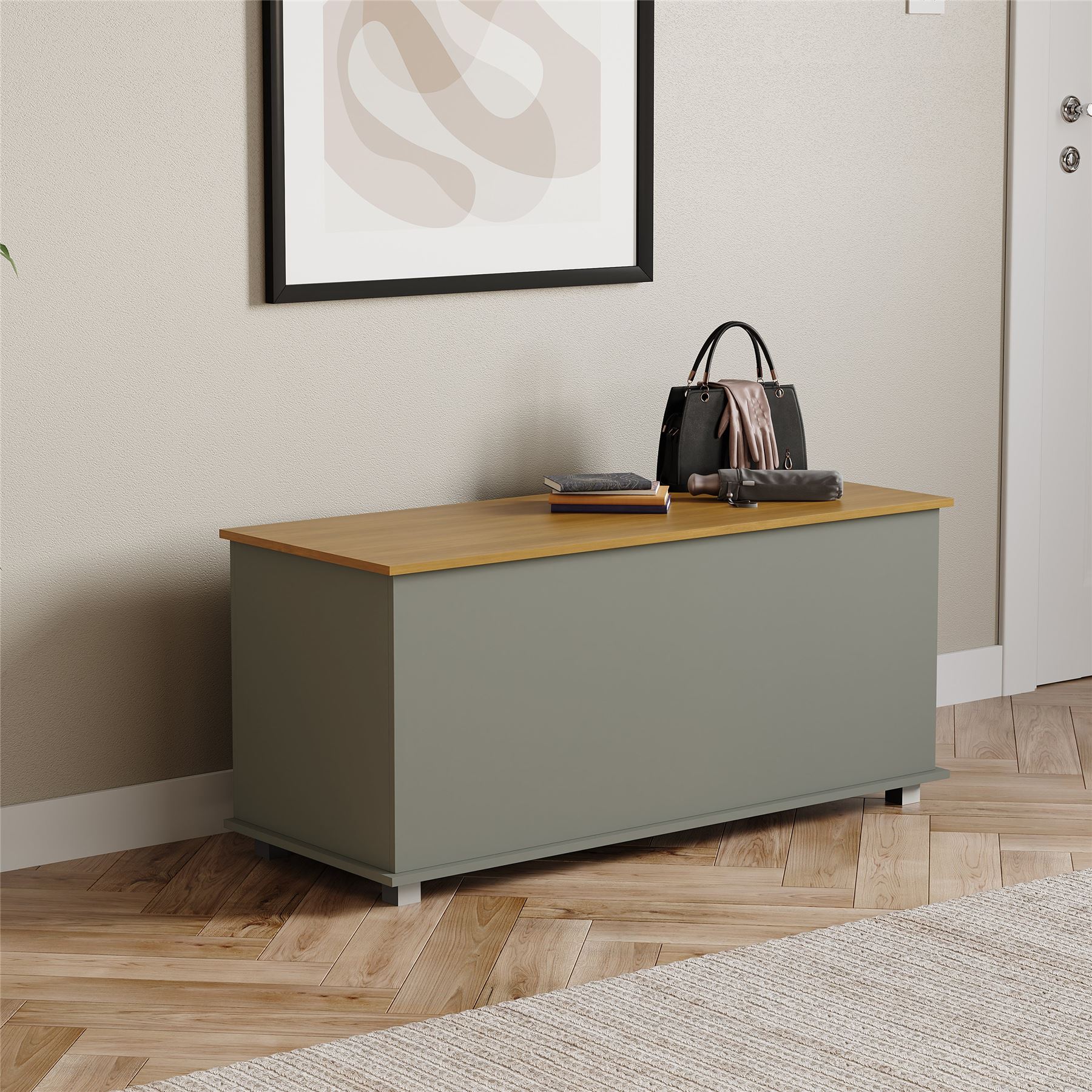 Arlington Storage Ottoman Chest Grey White Toy Chest Bedding Blanket Box Large - Picture 15 of 23