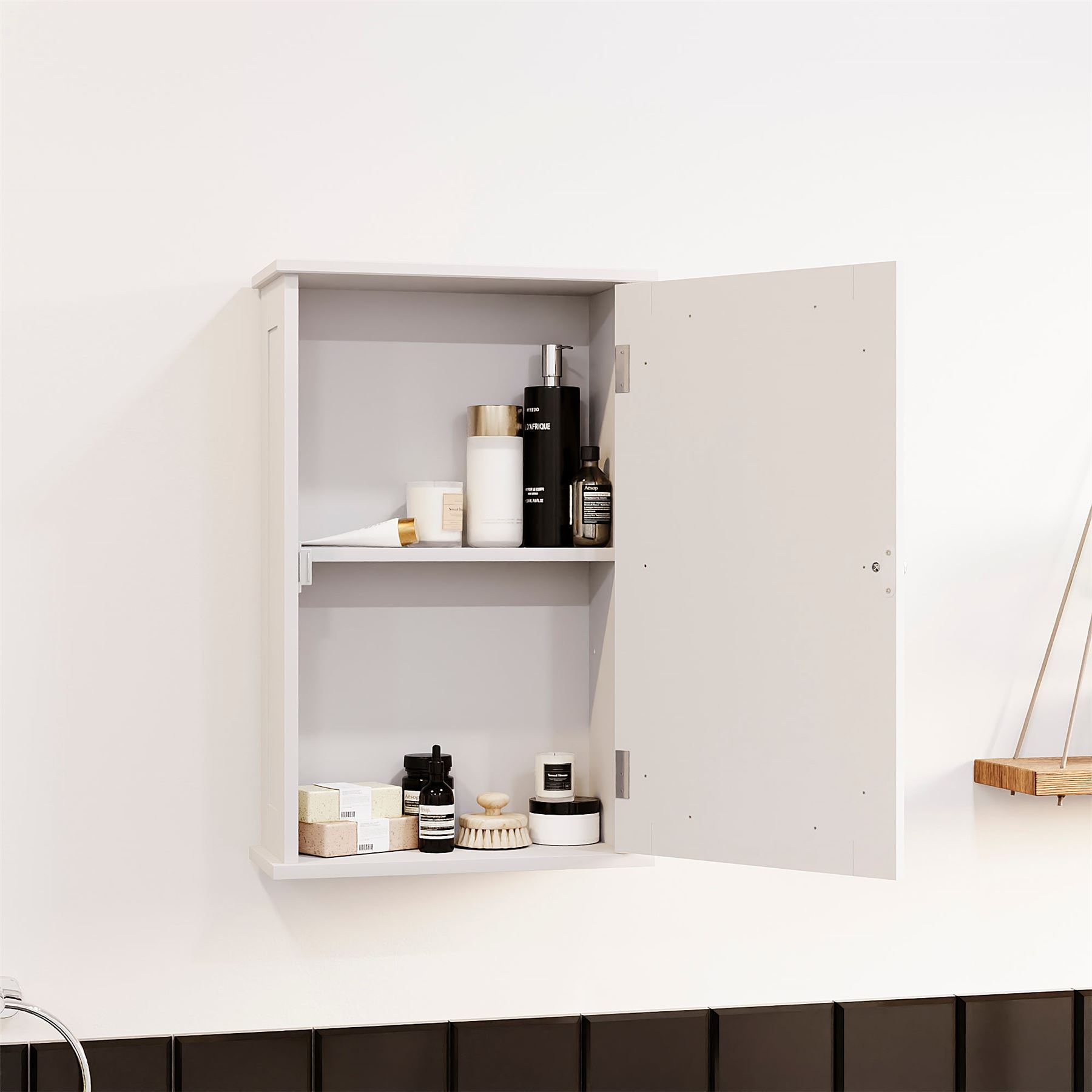 Wall Mounted Cabinet Bathroom White Single Double Door Vanity Storage Cupboard - Picture 59 of 113