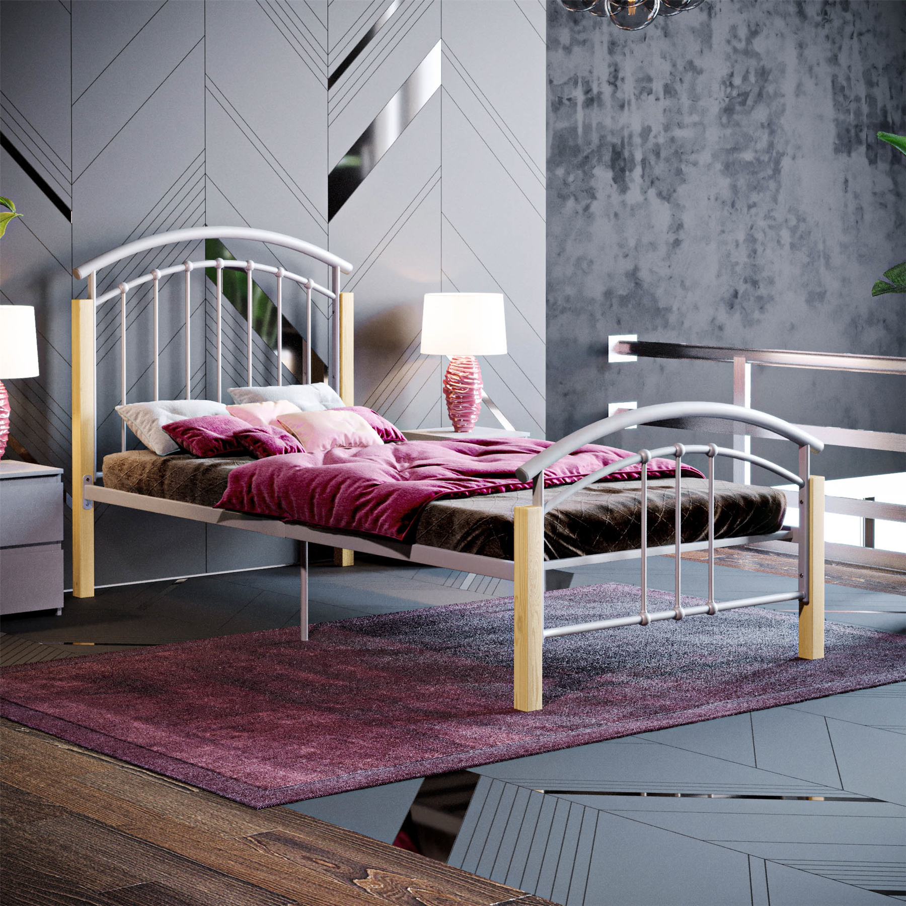 Metal Bed Single Double King Size Slat Base Headboard Set Bedroom Furniture - Picture 132 of 187