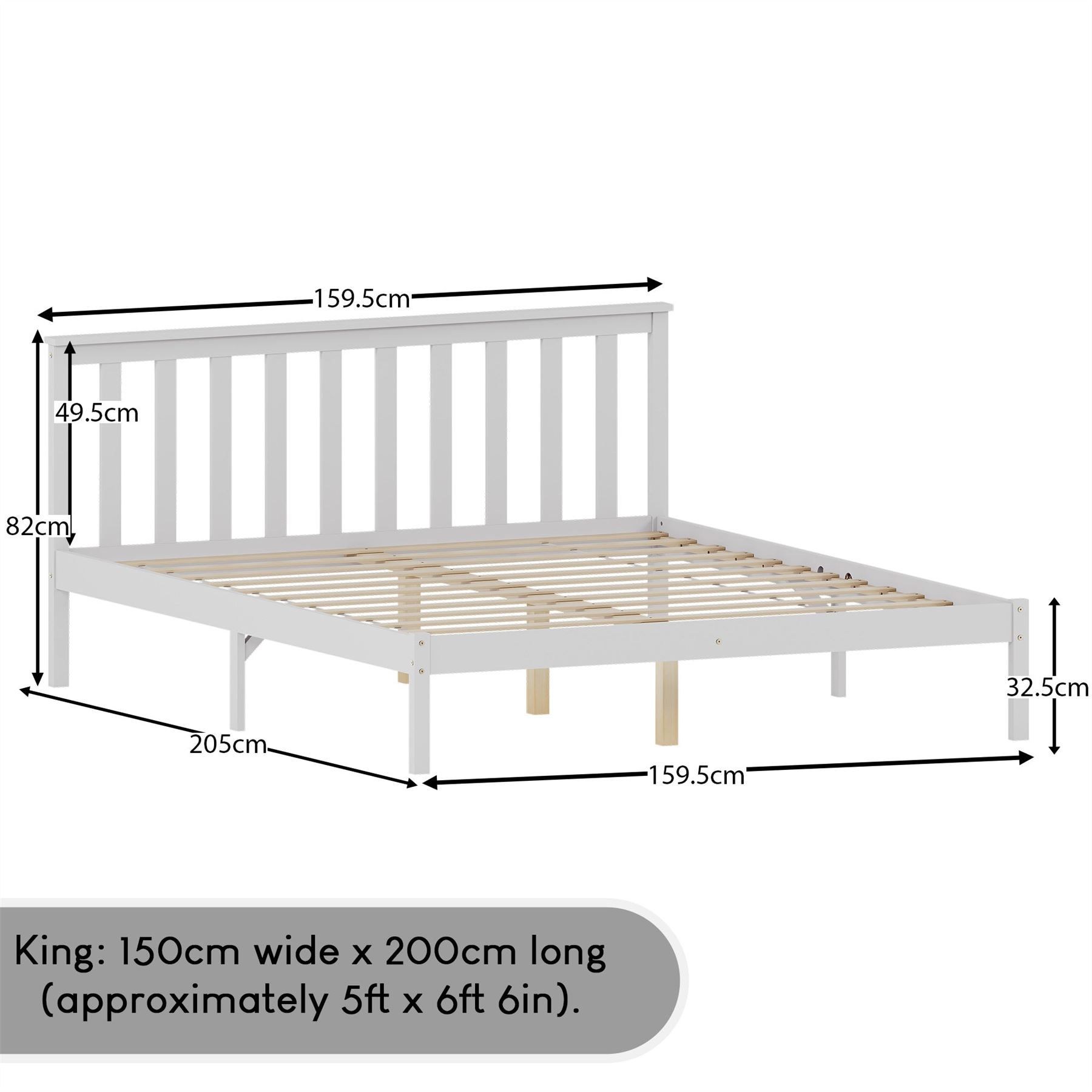 Holzbett Milan Single Double King Size 3 Fuß 4 Fuß 6 5 Fuß Rahmen Matratze Weiß Kiefer - Bild 24 von 37