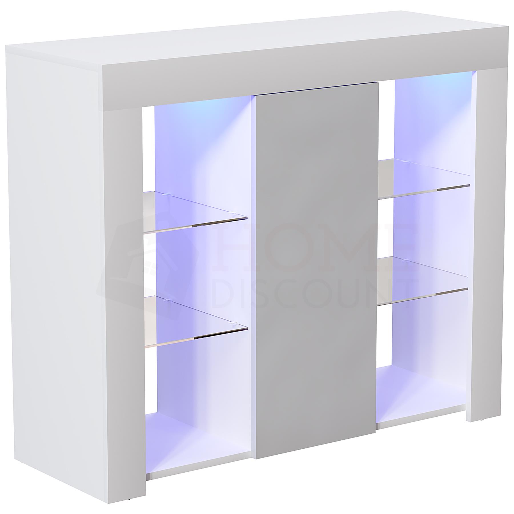 Modern LED Sideboard High Gloss Modern Buffet Cupboard Display Cabinet - Picture 65 of 86