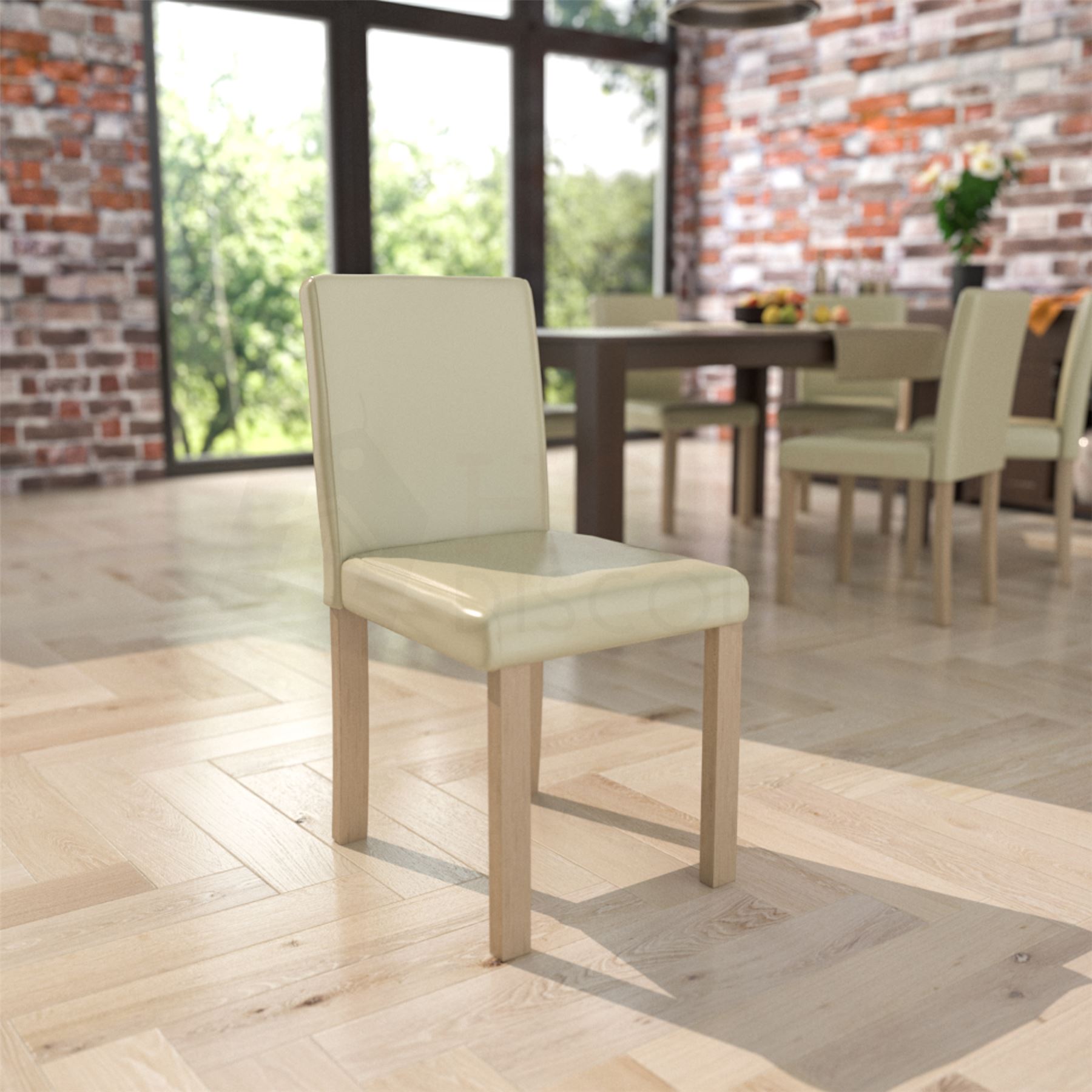 Dining Table & Chairs Set 4/6 Faux Leather Fabric Padded Seat Kitchen