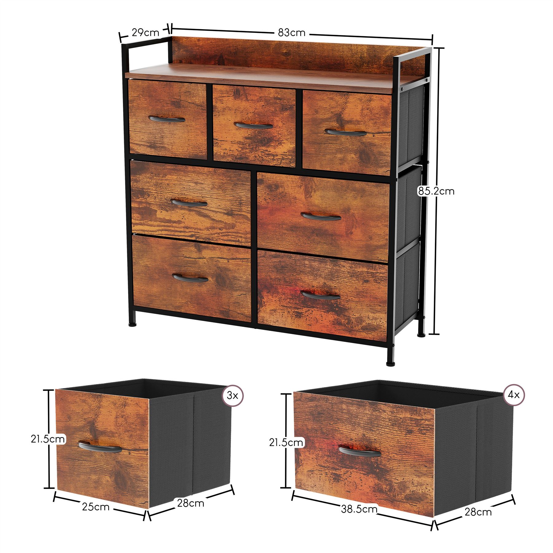 Moderne Stoff Kommode Aufbewahrung Organizer Schlafzimmer Möbel "UKFR" - Bild 41 von 65
