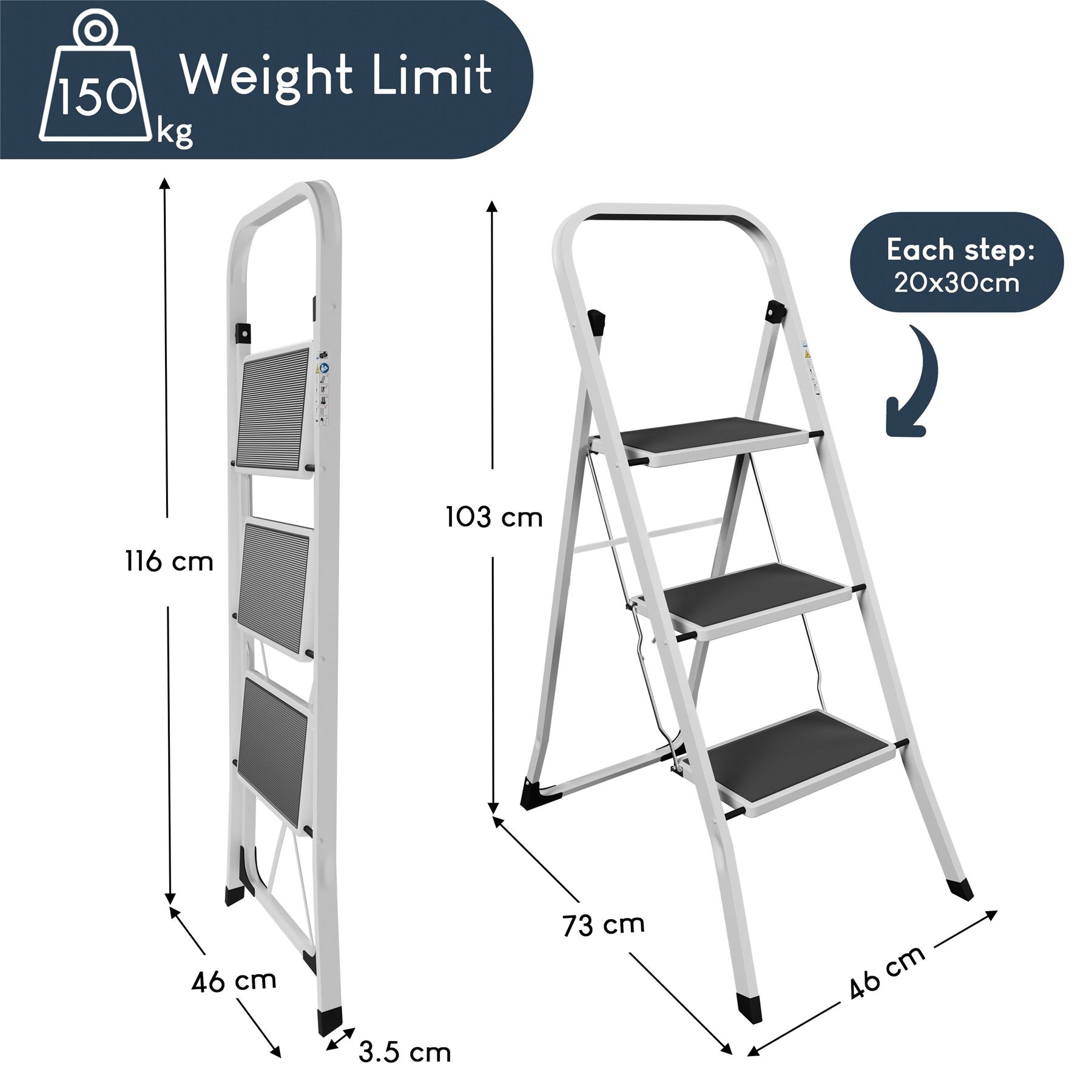 2 3 4 Step Ladder Folding Portable Compact Heavy Duty Iron Anti-Slip Mat Stool - Picture 28 of 69