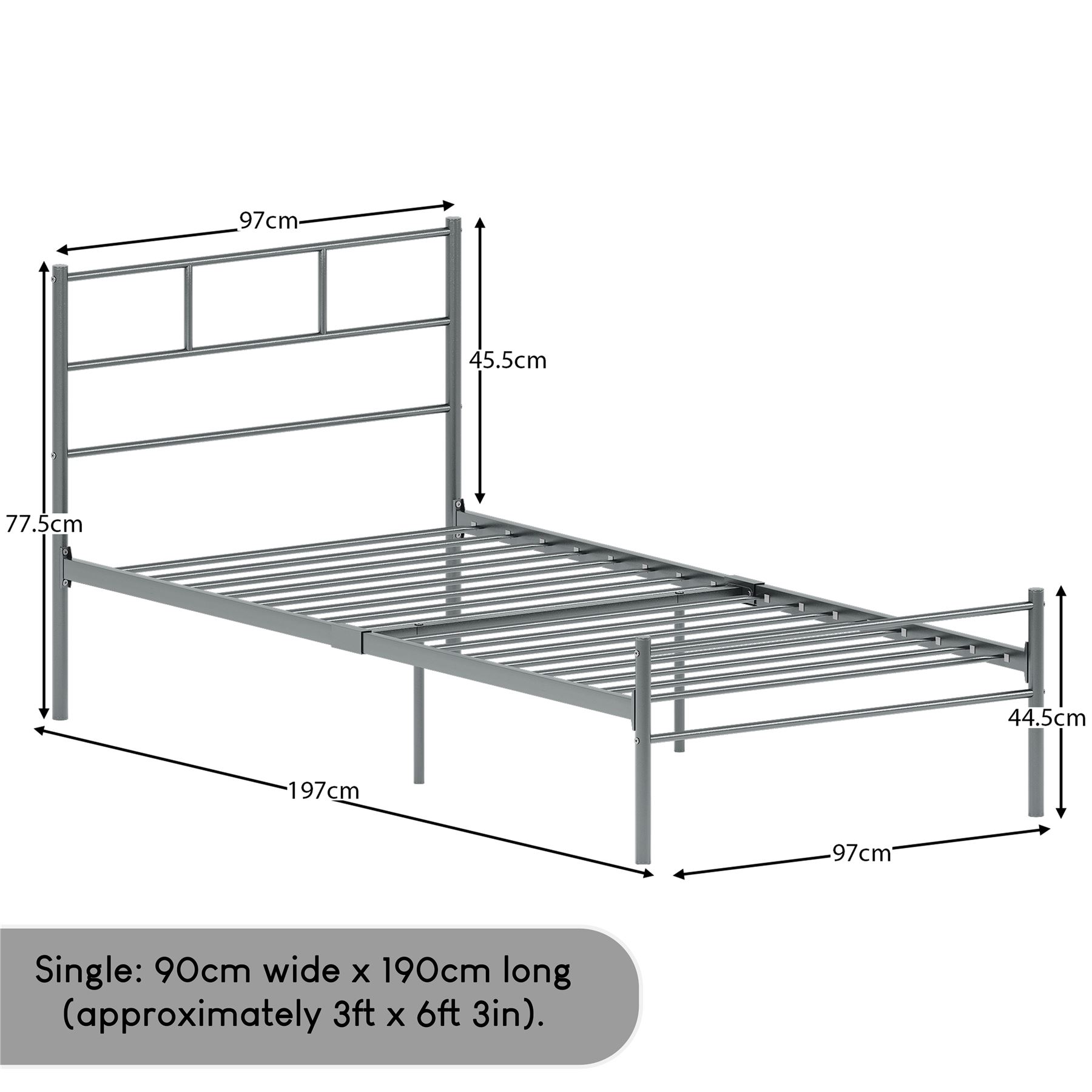 Metal Bed Single Double King Size Slat Base Headboard Set Bedroom Furniture - Picture 12 of 187