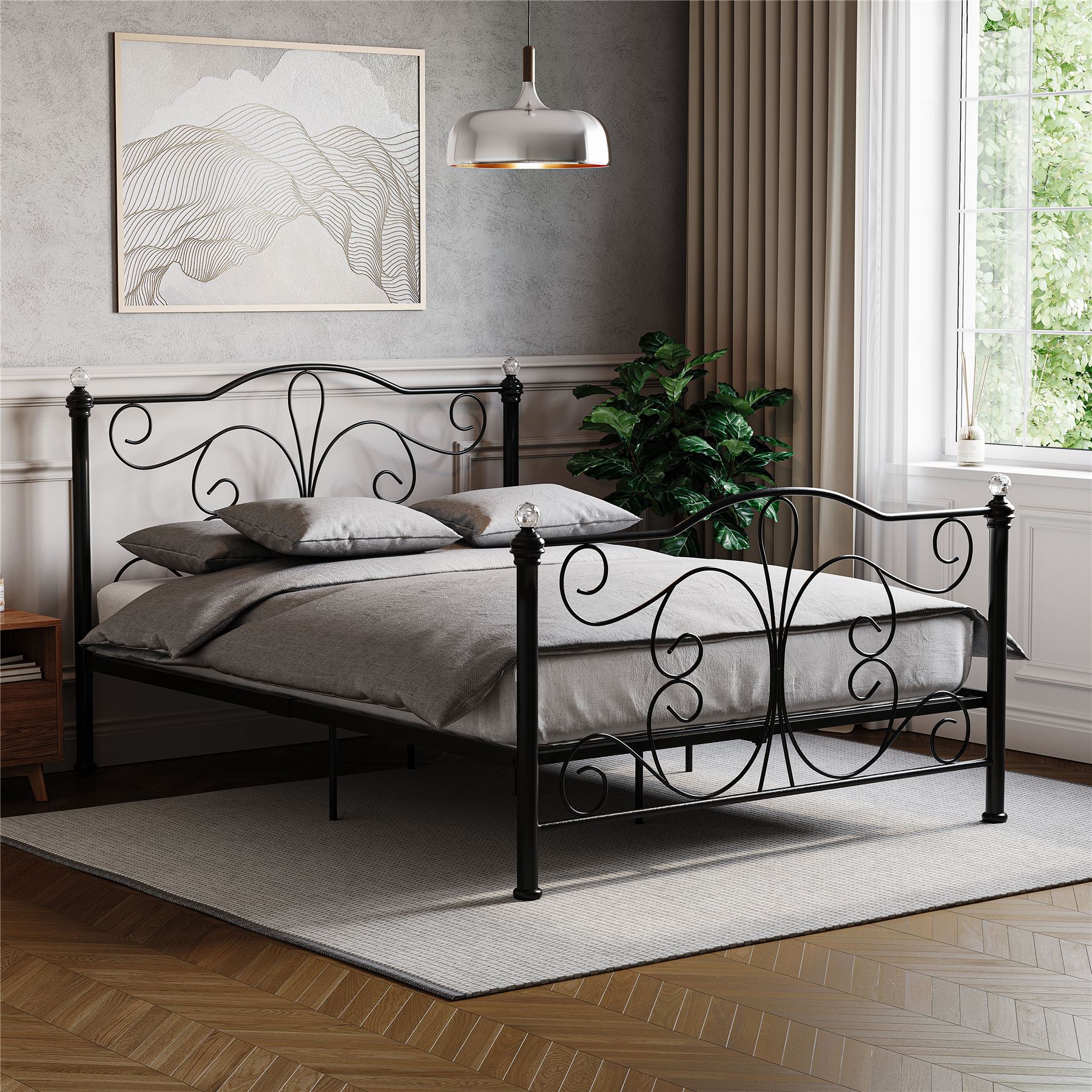 Metal Bed Single Double King Size Slat Base Headboard Set Bedroom Furniture - Picture 83 of 187