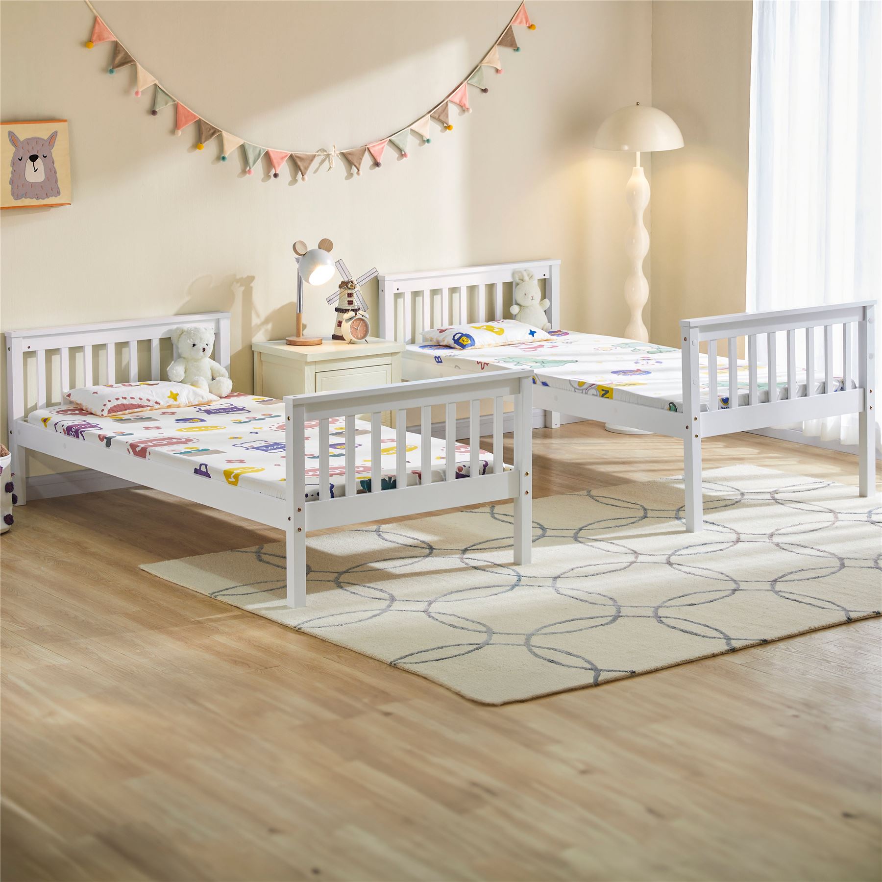 Wooden Bunk Beds Detachable Triple Sleeper High Sleeper Ladder Kids - Picture 13 of 25