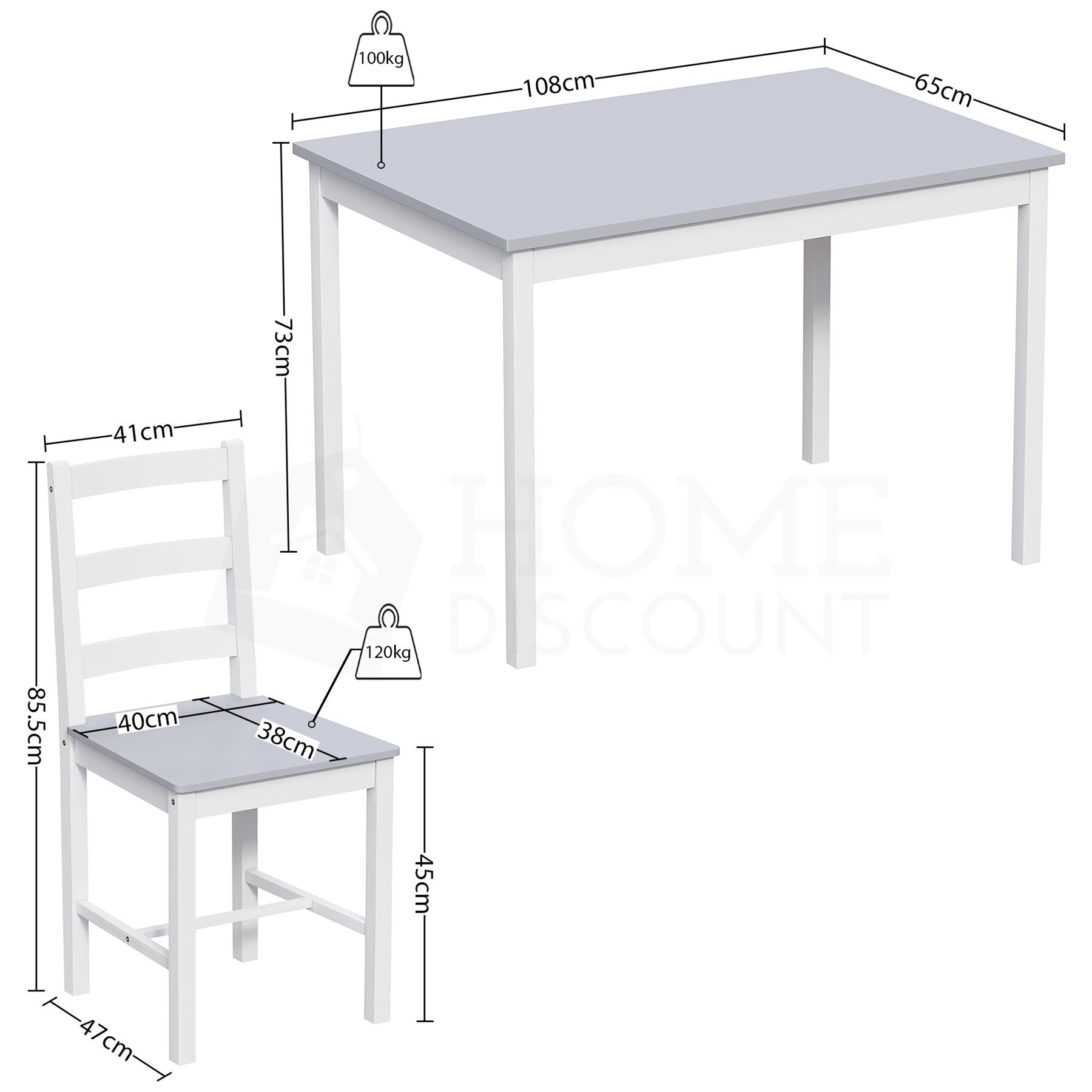 Solid Wood Dining Table and 2 4 Chairs Set Home Kitchen Furniture 3 Colours - Picture 67 of 73