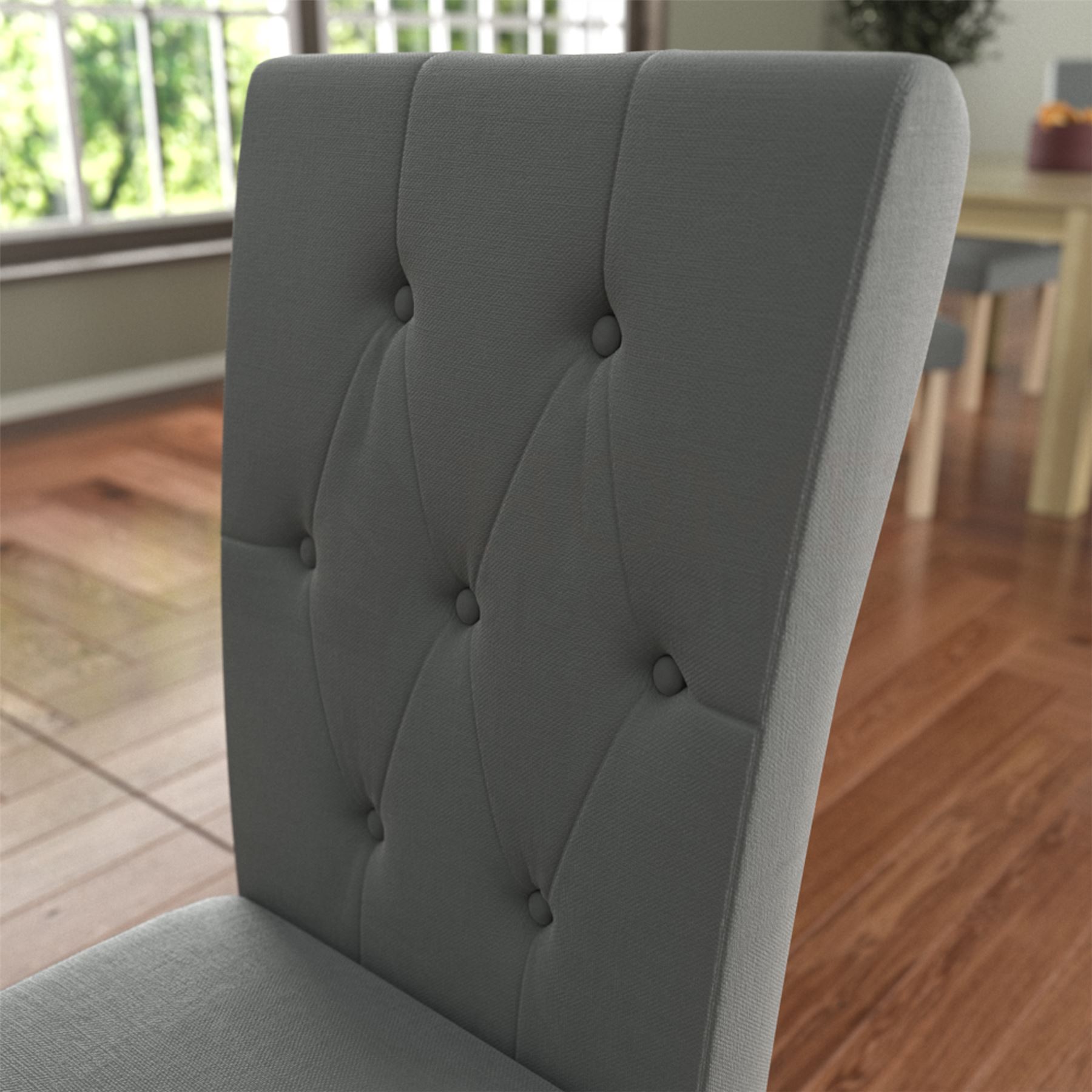 Dining Table & Chairs Set 4/6 Faux Leather Fabric Kitchen Padded Seat Furniture - Picture 76 of 87