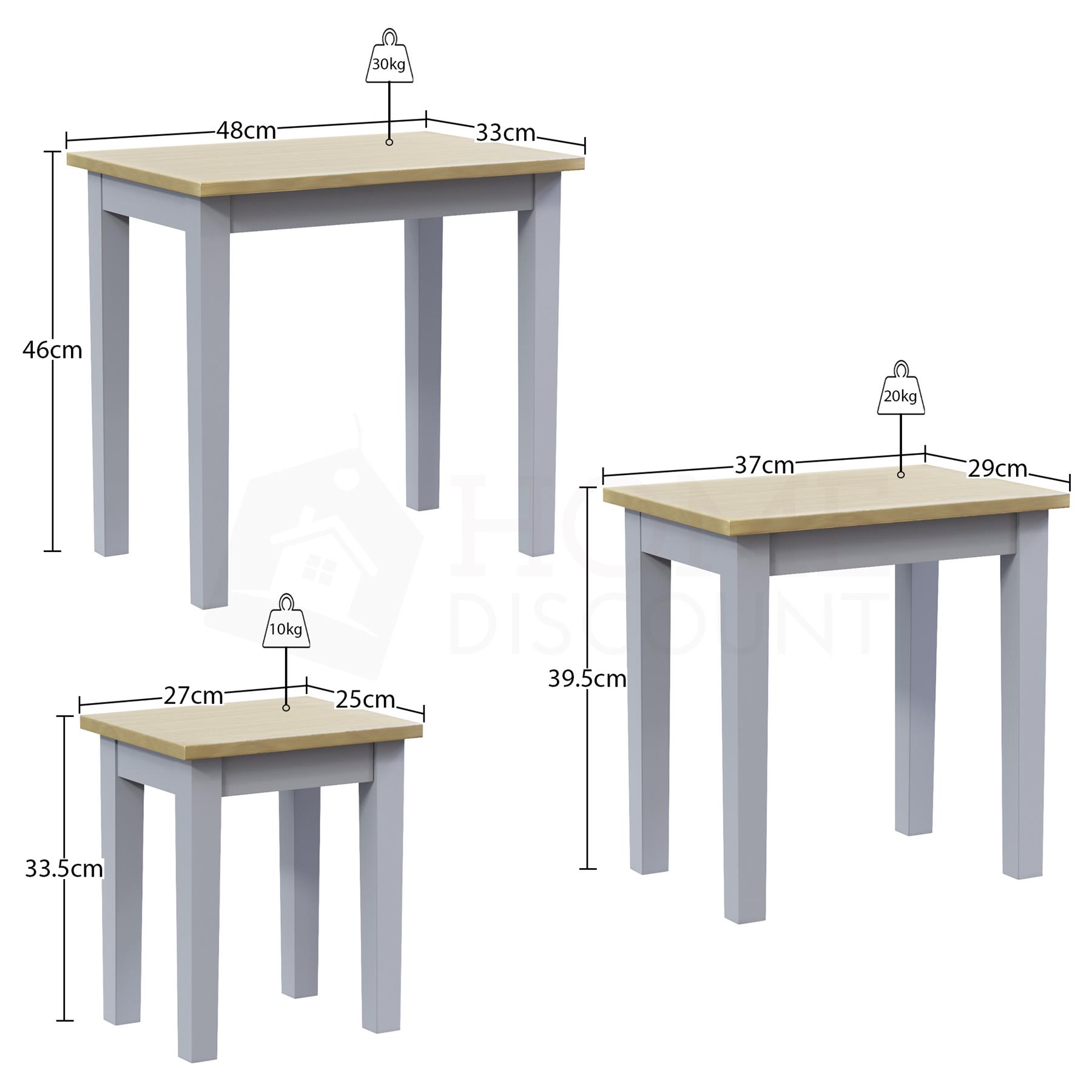 Wooden Nest of Tables 3 Piece Table Set Coffee Side Living Room Furniture - Picture 12 of 37