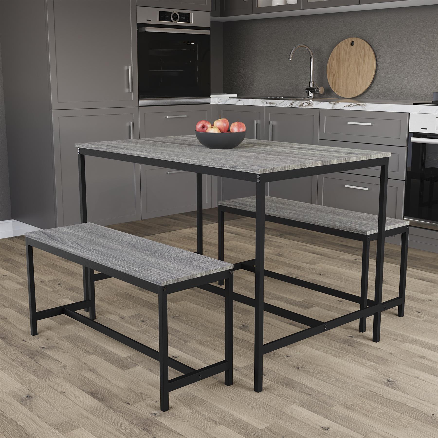 Wooden Dining Table & Chair Set 2 / 4 Seater Bench Chair Kitchen Room Furniture - Picture 14 of 82