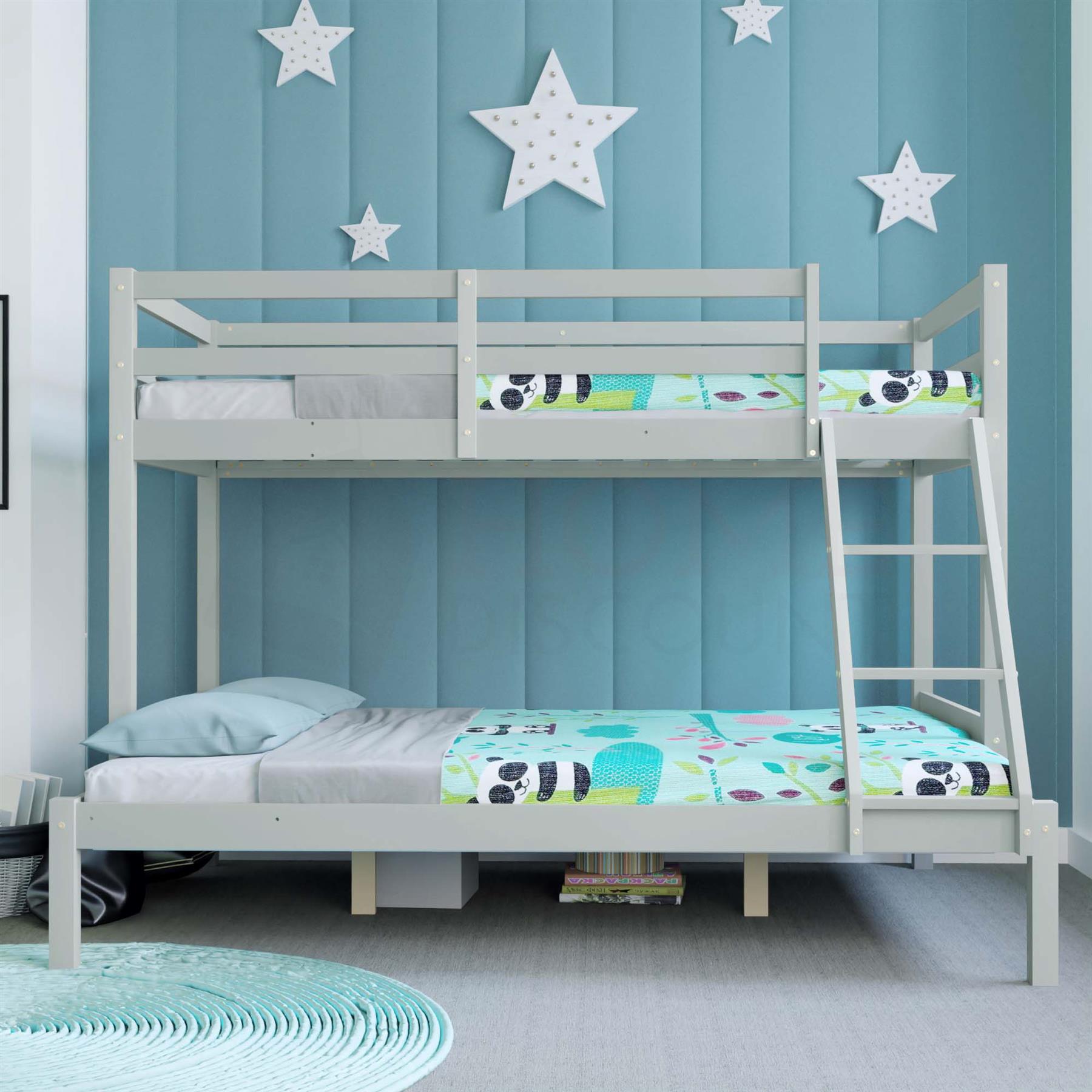 Triple Bunk Bed 3ft & 4ft6 Wood Pine High Sleeper Children Kids Mattress Option - Picture 14 of 15