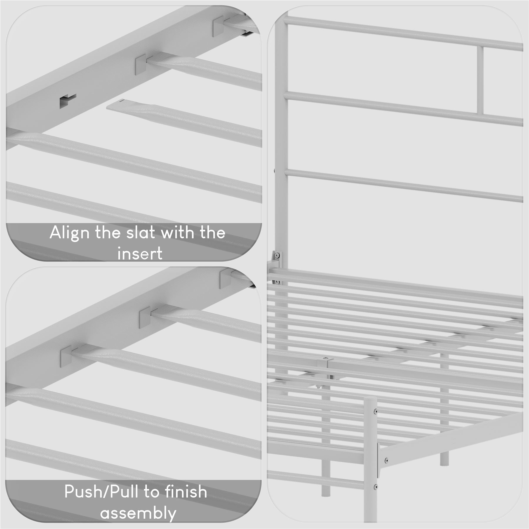 Metal Bed Single Double King Size Slat Base Headboard Set Bedroom Furniture - Picture 70 of 187