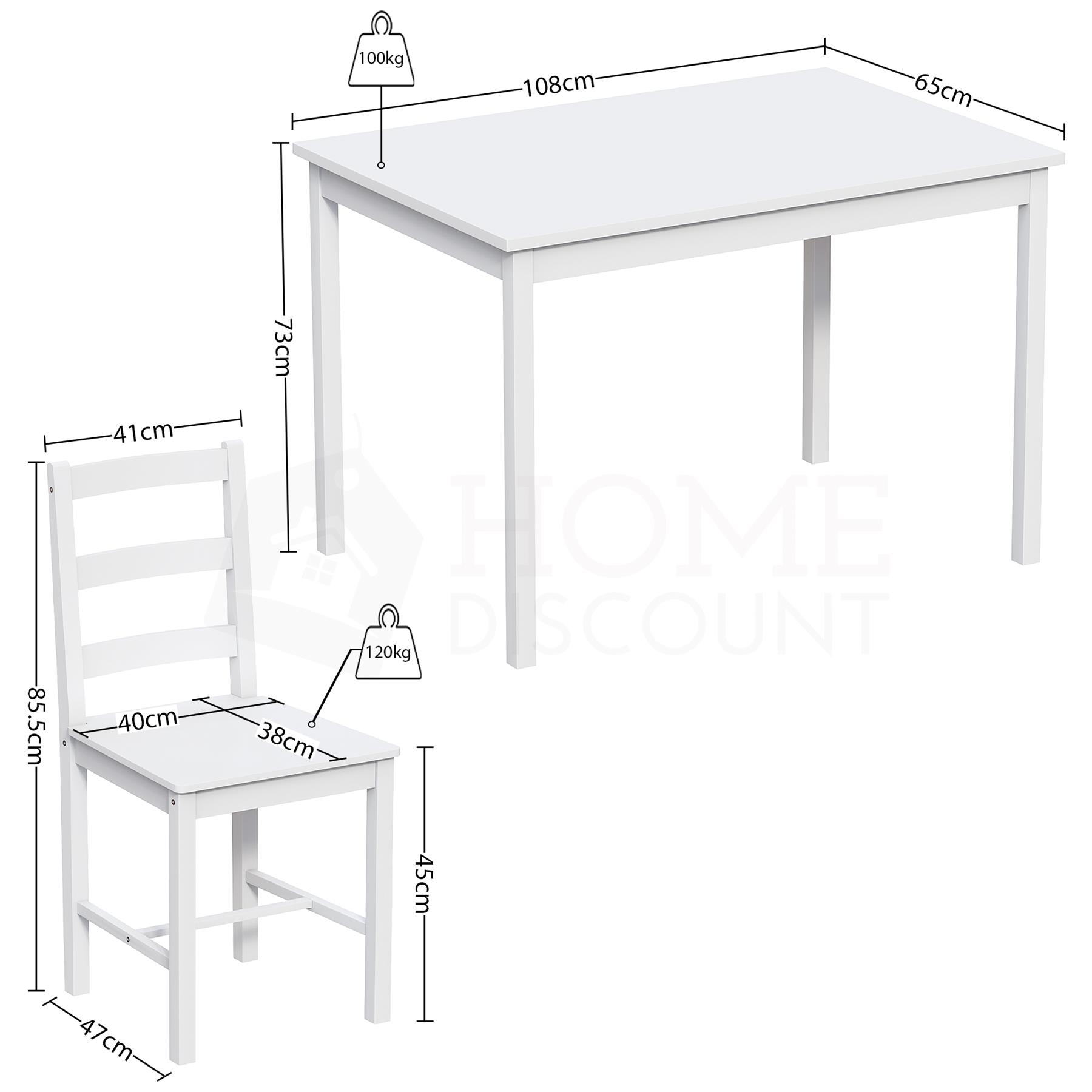 Solid Wood Dining Table and 2 4 Chairs Set Home Kitchen Furniture 3 Colours - Picture 27 of 73