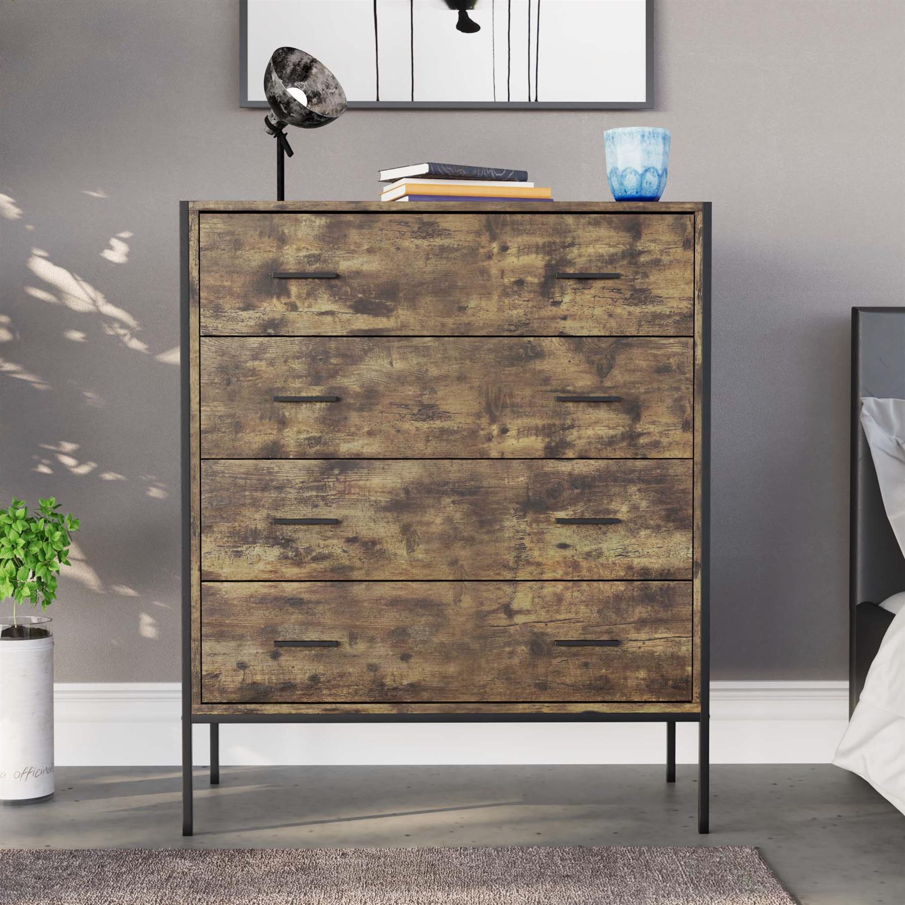 Industrial Chest of Drawers Bedroom Furniture Bedside Chest 1 to 6 Drawers - Picture 41 of 61