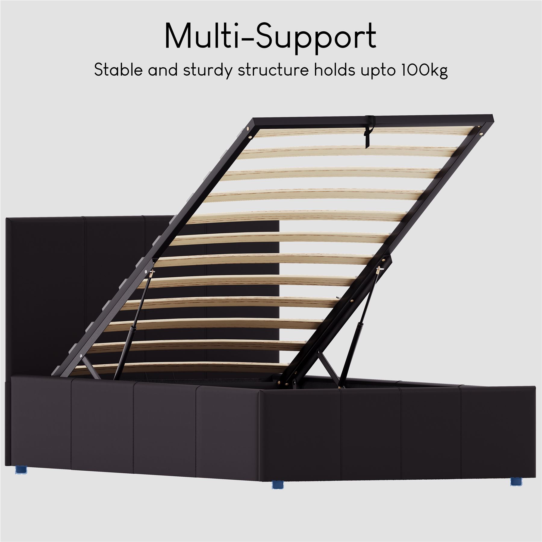 Ottoman Storage Bed Gas Lift Double King Size Leather Bed Slatted Base Headboard - Picture 102 of 137