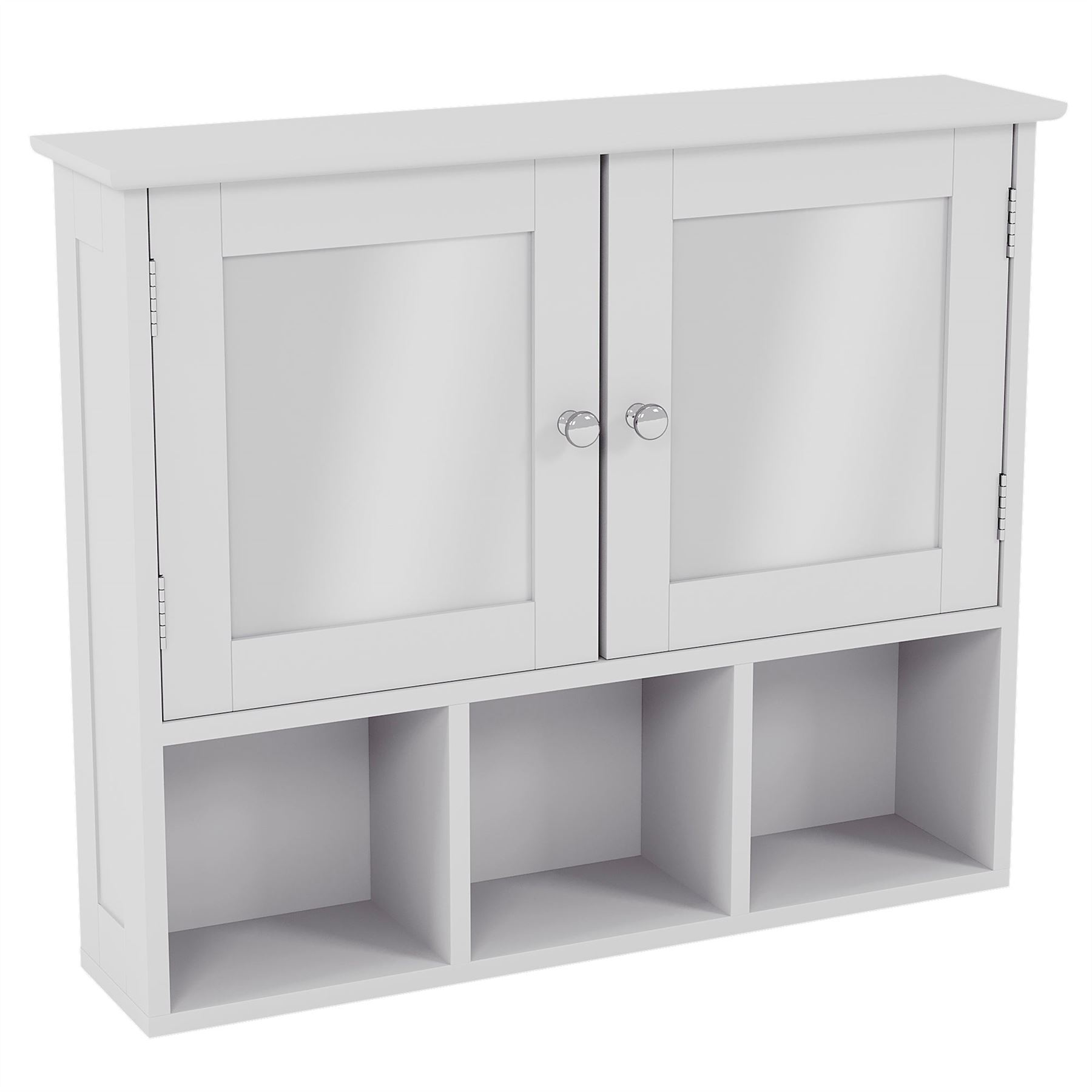 Wall Mounted Cabinet Bathroom White Single Double Door Vanity Storage Cupboard - Picture 43 of 113