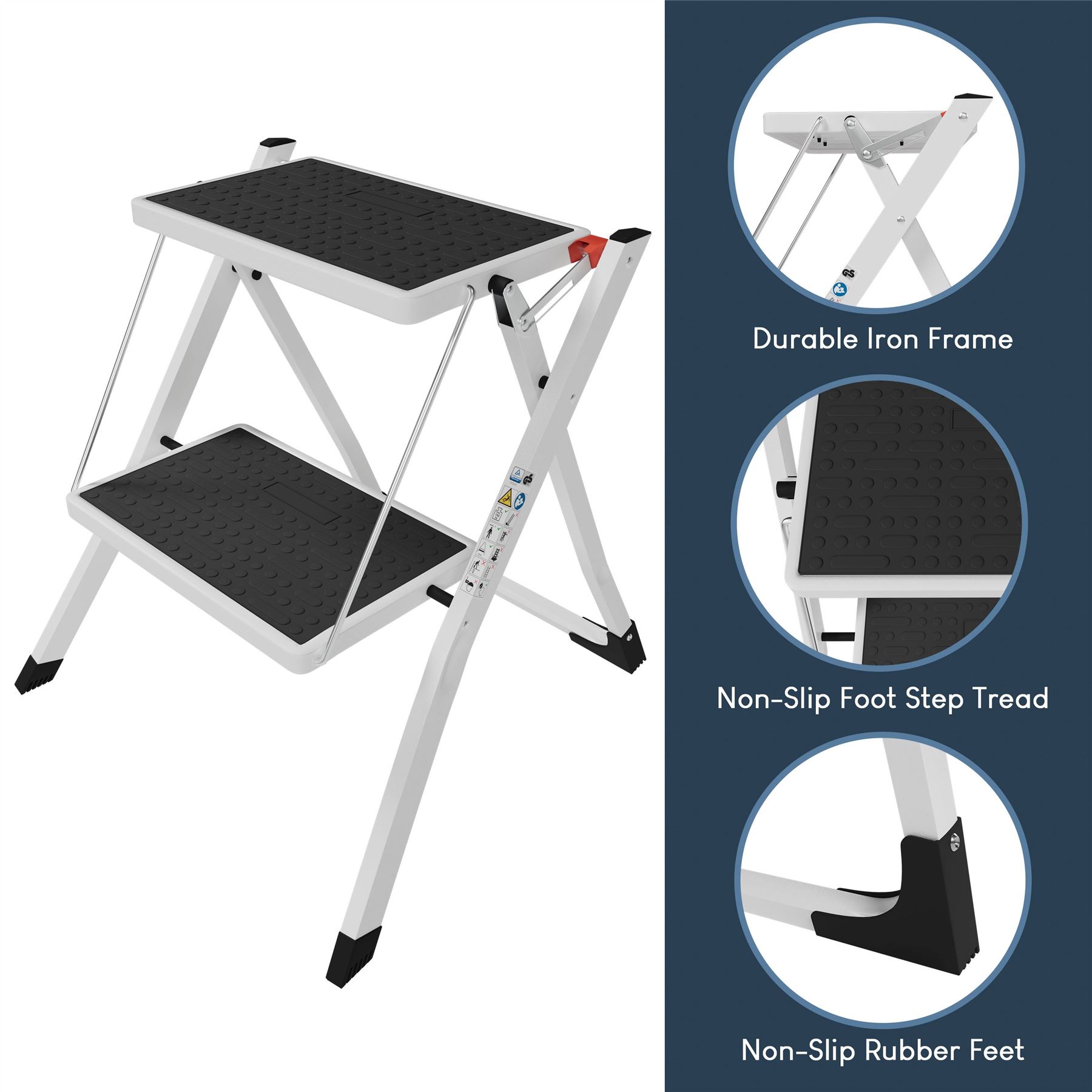 2 3 4 Step Ladder Folding Portable Compact Heavy Duty Iron Anti-Slip Mat Stool - Picture 19 of 69