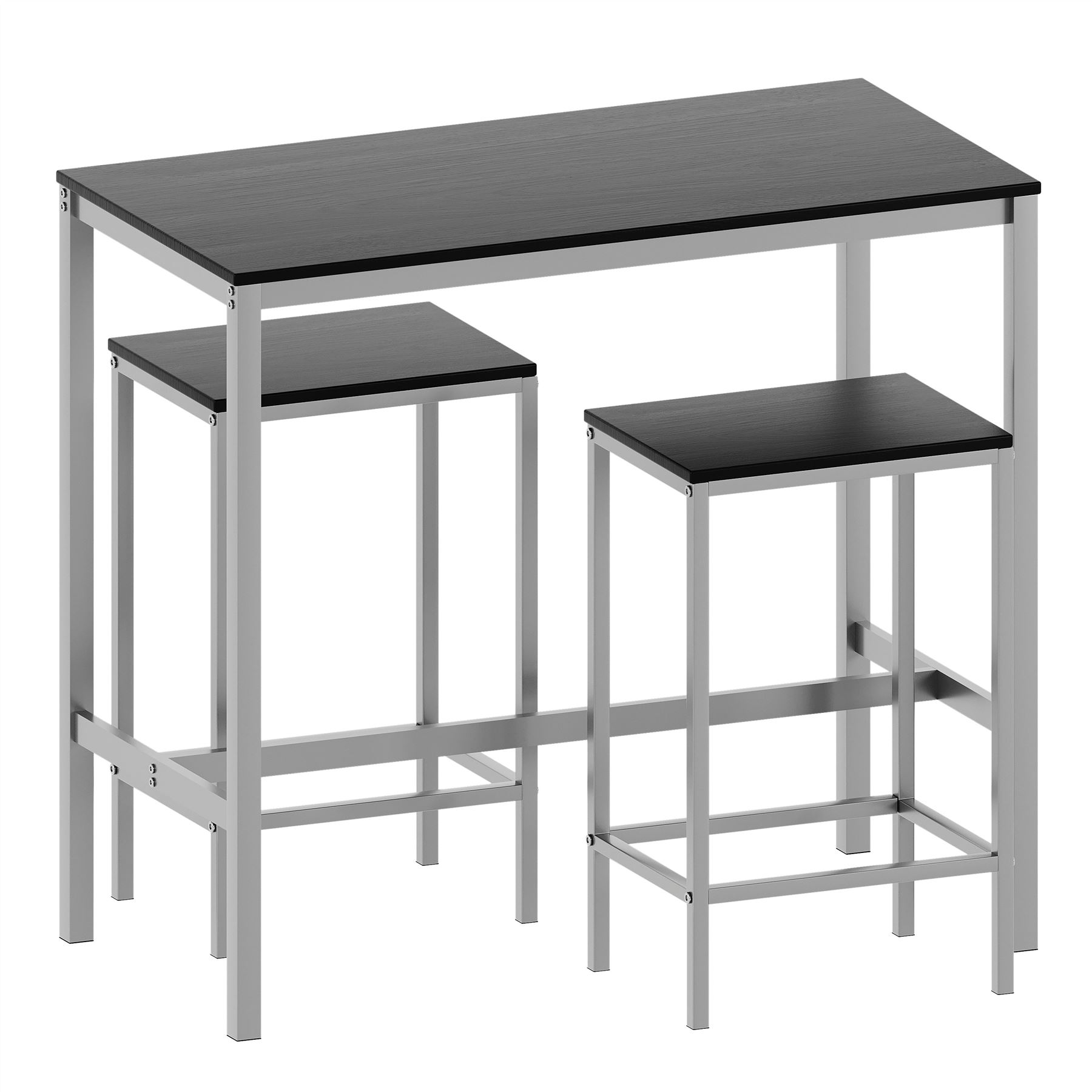 Wooden Bar Table & Stool Set 2 Seater Chair Industrial Kitchen Dining Room - Picture 10 of 37