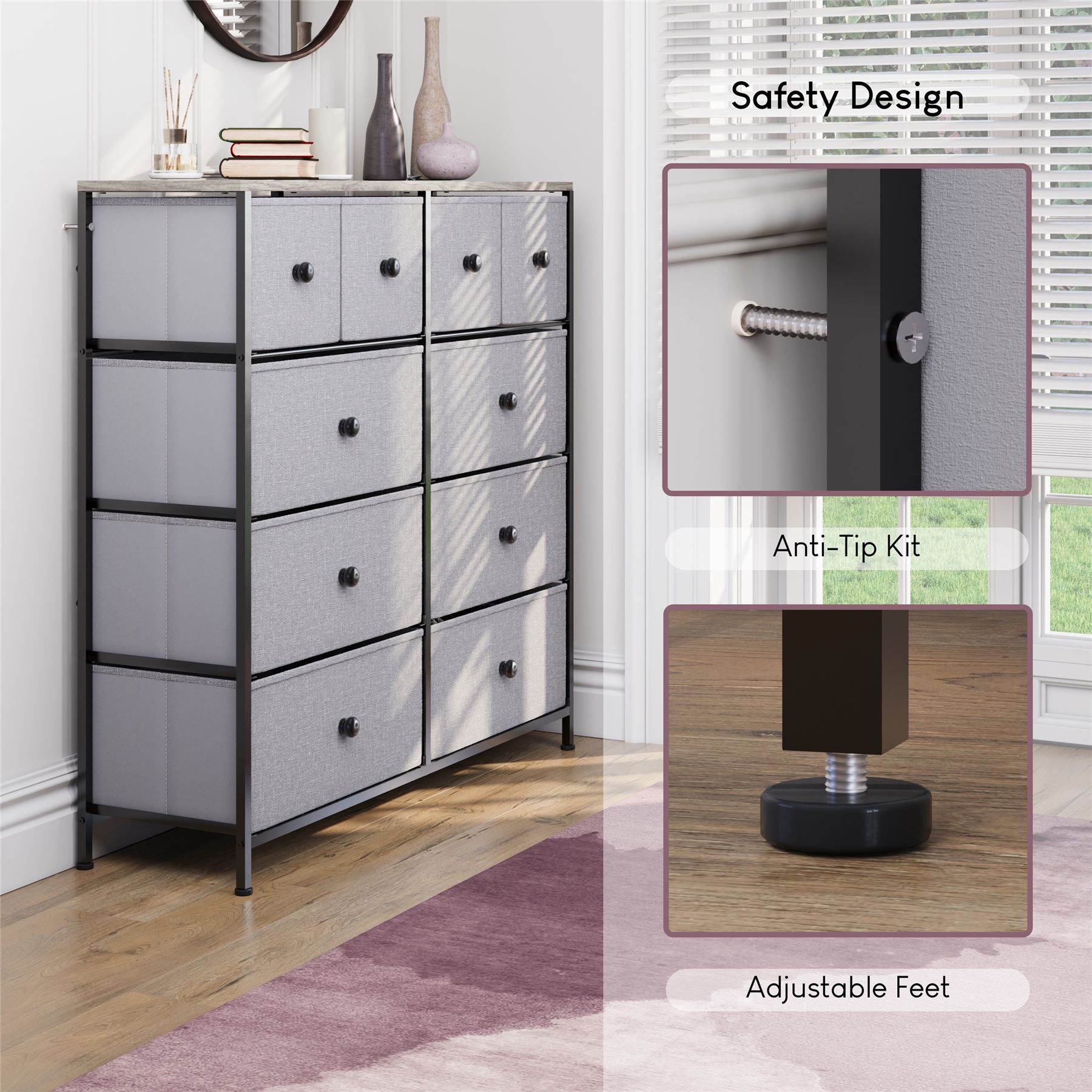 Vida Designs Stoff Kommode Aufbewahrungsschrank Schlafzimmer Flur 'UKFR' - Bild 173 von 193