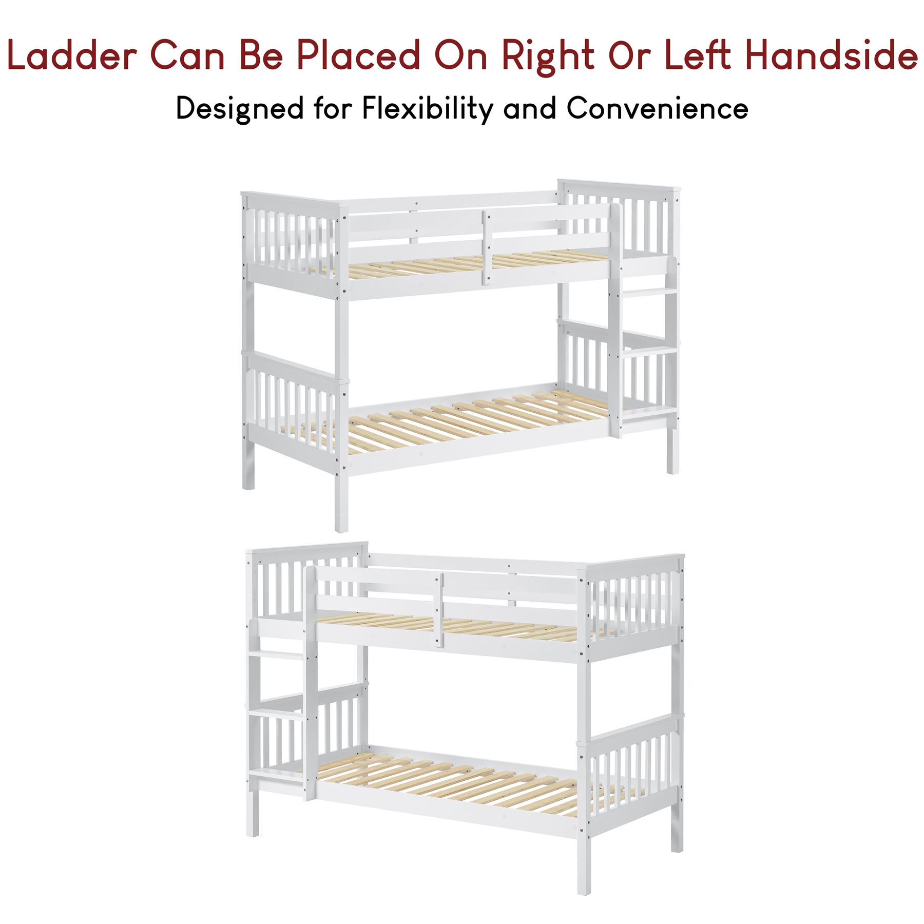 Wooden Bunk Beds Detachable Triple Sleeper High Sleeper Ladder Kids - Picture 11 of 25