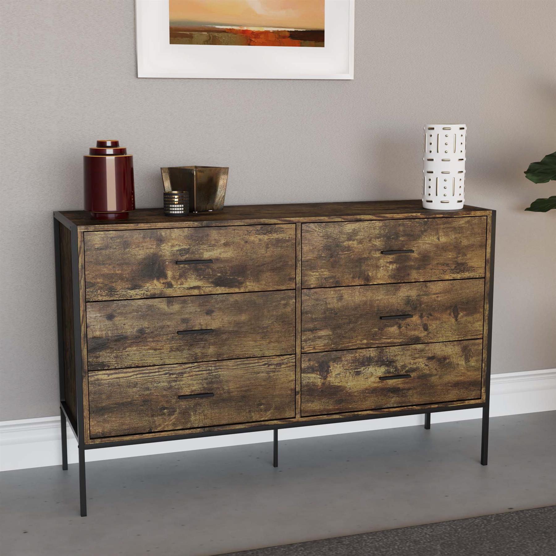 Industrial Chest of Drawers Bedroom Furniture Bedside Chest 1 to 6 Drawers - Picture 50 of 61