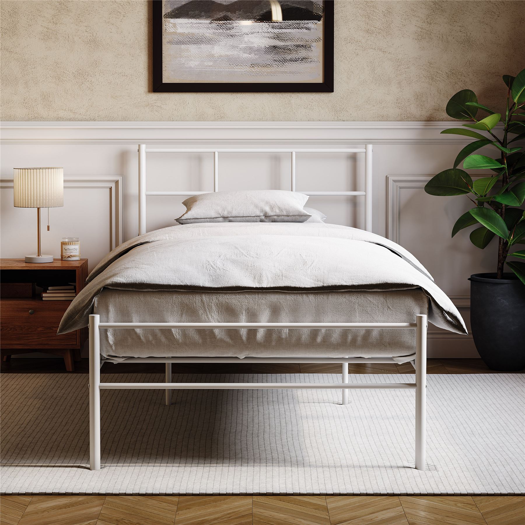 Metal Bed Single Double King Size Slat Base Headboard Set Bedroom Furniture - Picture 25 of 187