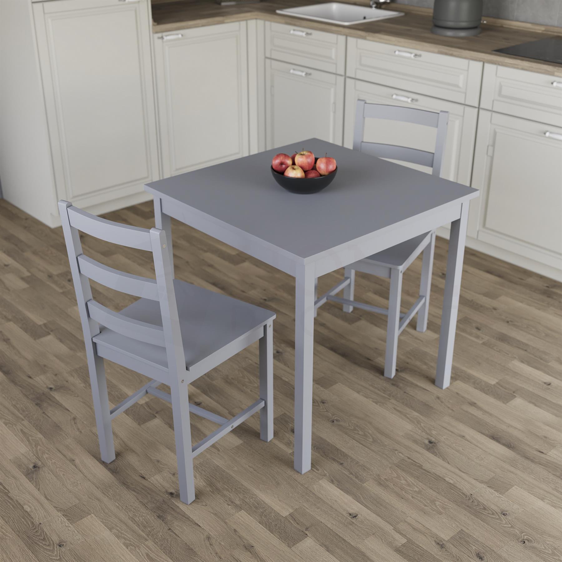 Solid Wood Dining Table and 2 4 Chairs Set Home Kitchen Furniture 3 Colours - Picture 13 of 73