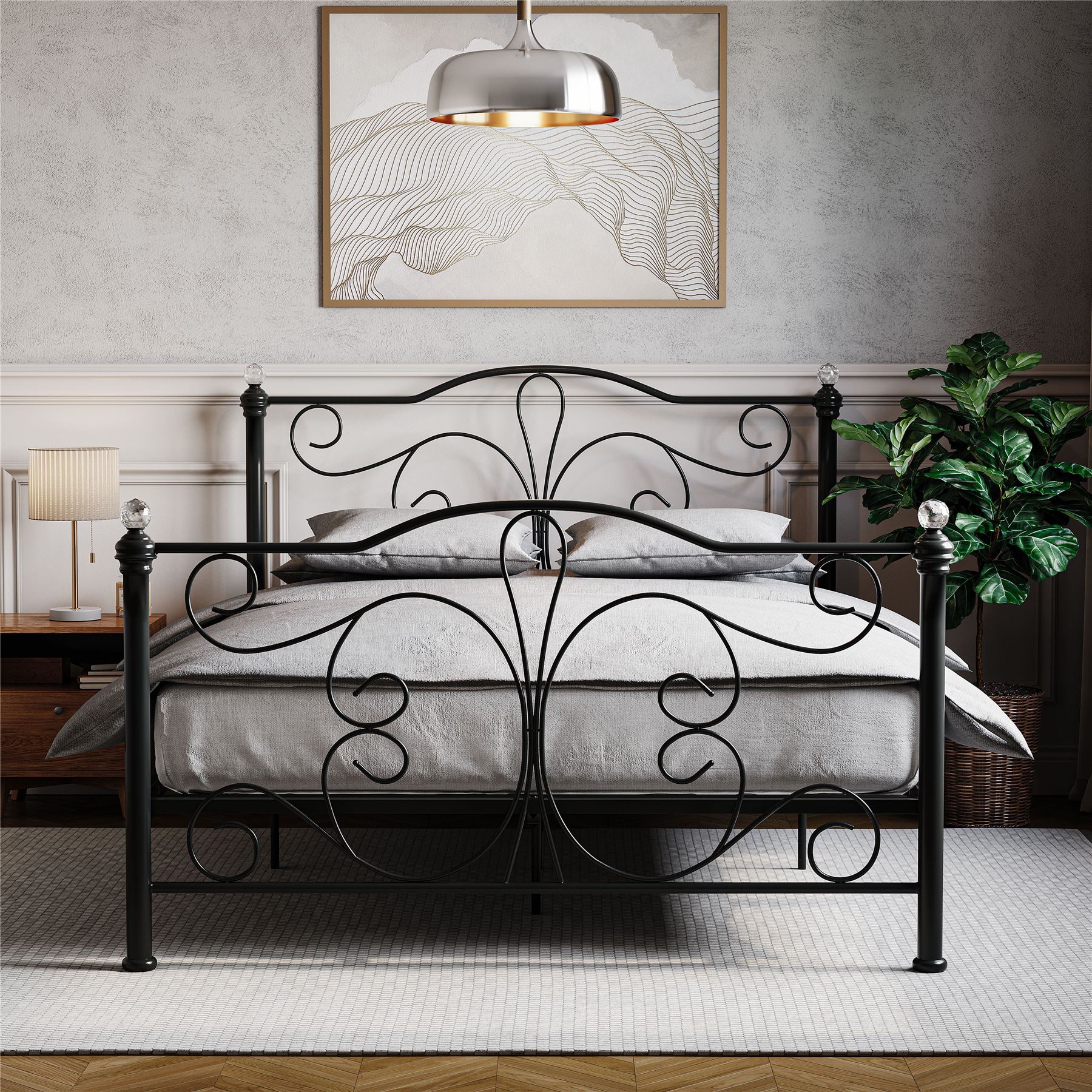 Metal Bed Single Double King Size Slat Base Headboard Set Bedroom Furniture - Picture 97 of 187