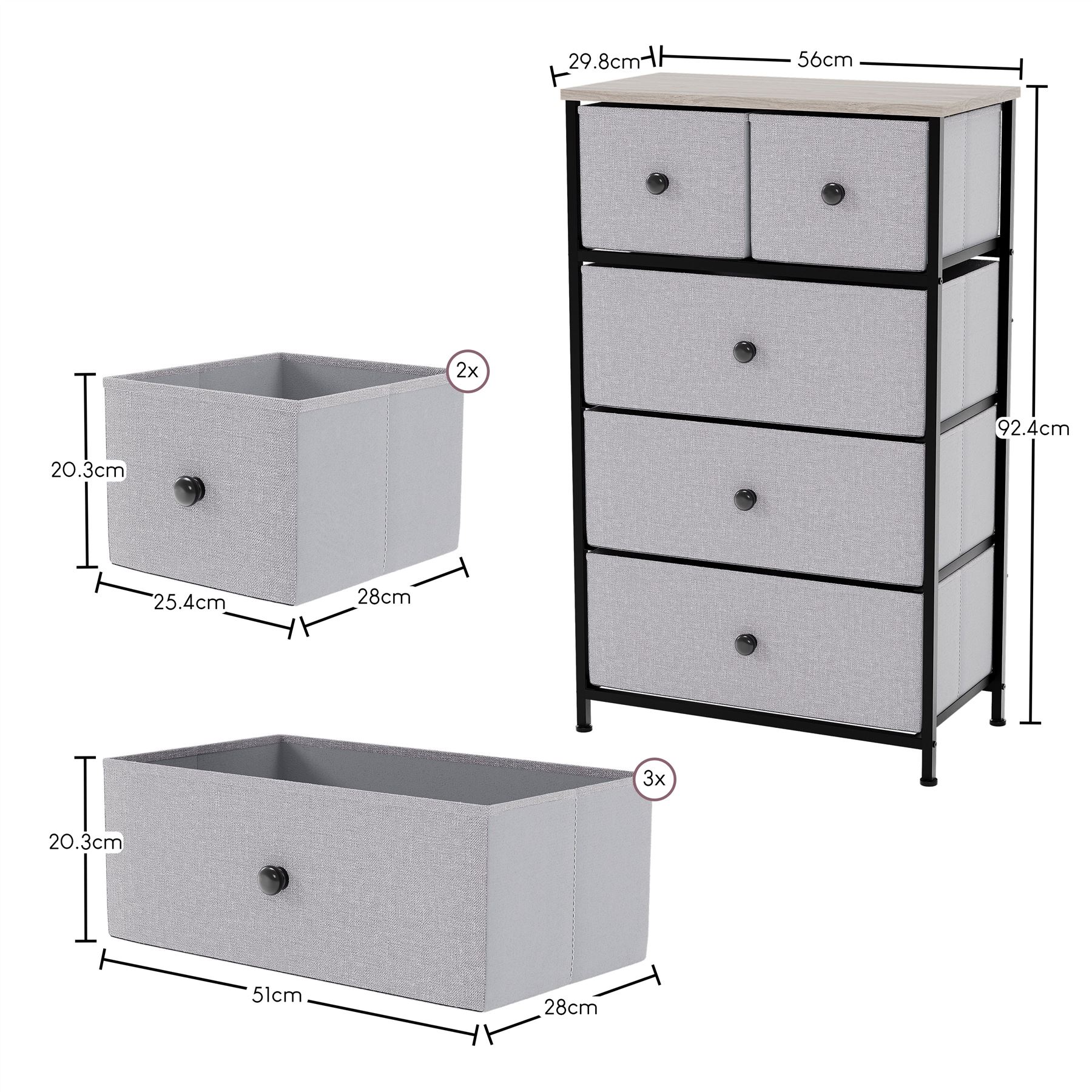 Vida Designs Stoff Kommode Aufbewahrungsschrank Schlafzimmer Flur 'UKFR' - Bild 59 von 193