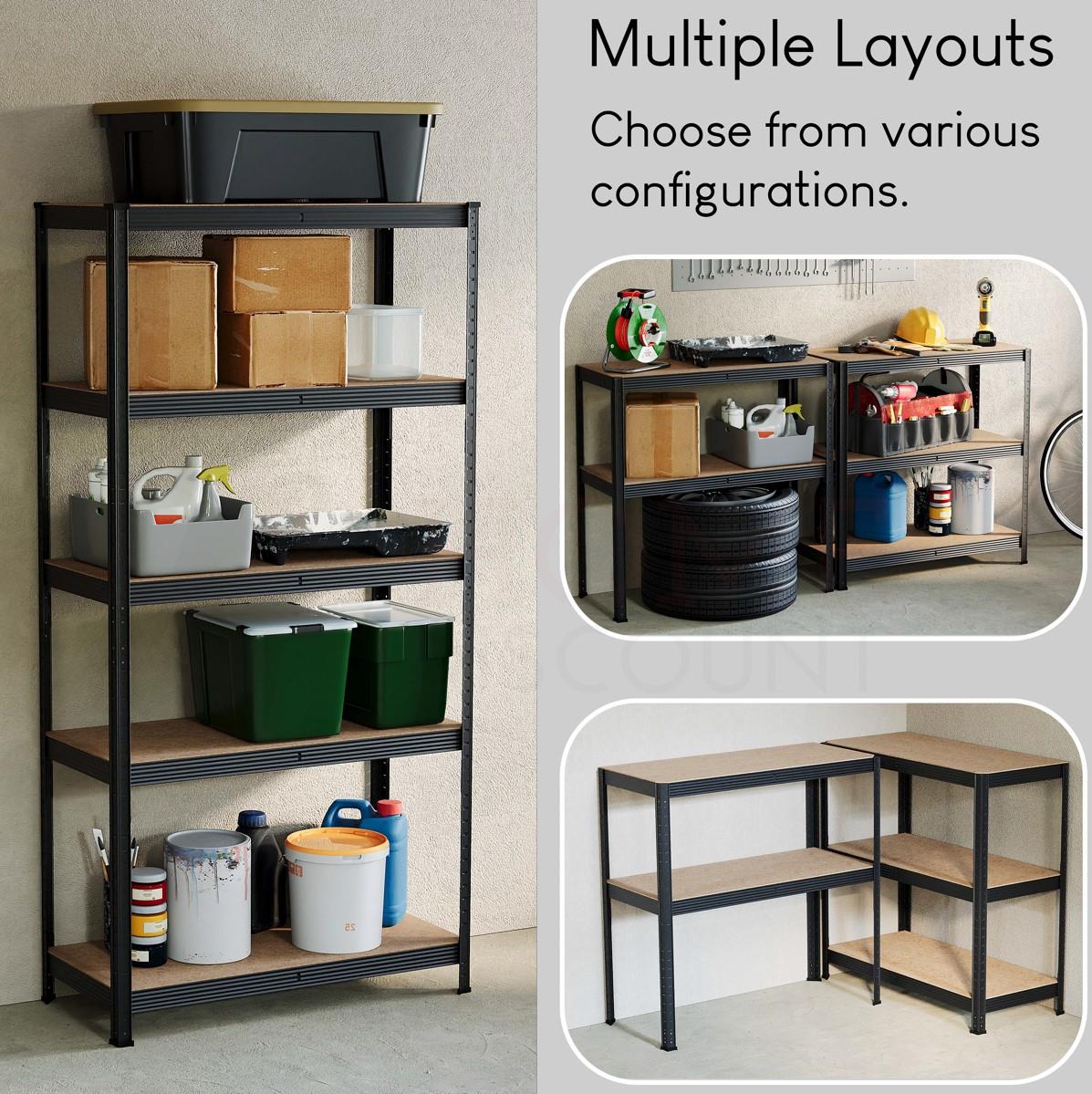 Heavy Duty Garage Shelving 5 Tier Racking Storage Garage Black - Picture 4 of 28