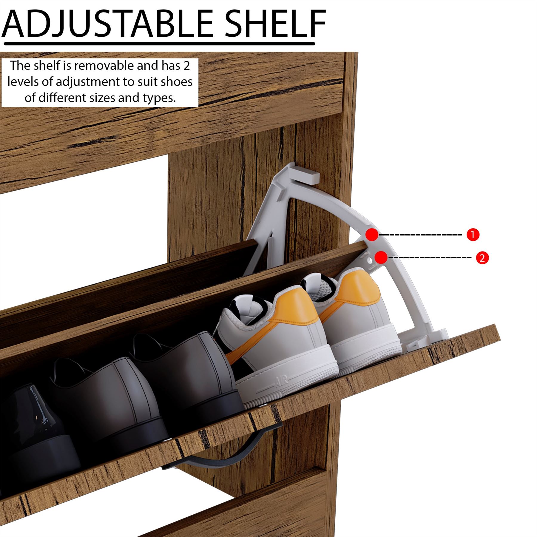Schuhschrank mit 3 Schubladen Aufbewahrungsschrank Schuhe Ständer Regal Holz weiß schwarz - Bild 30 von 79