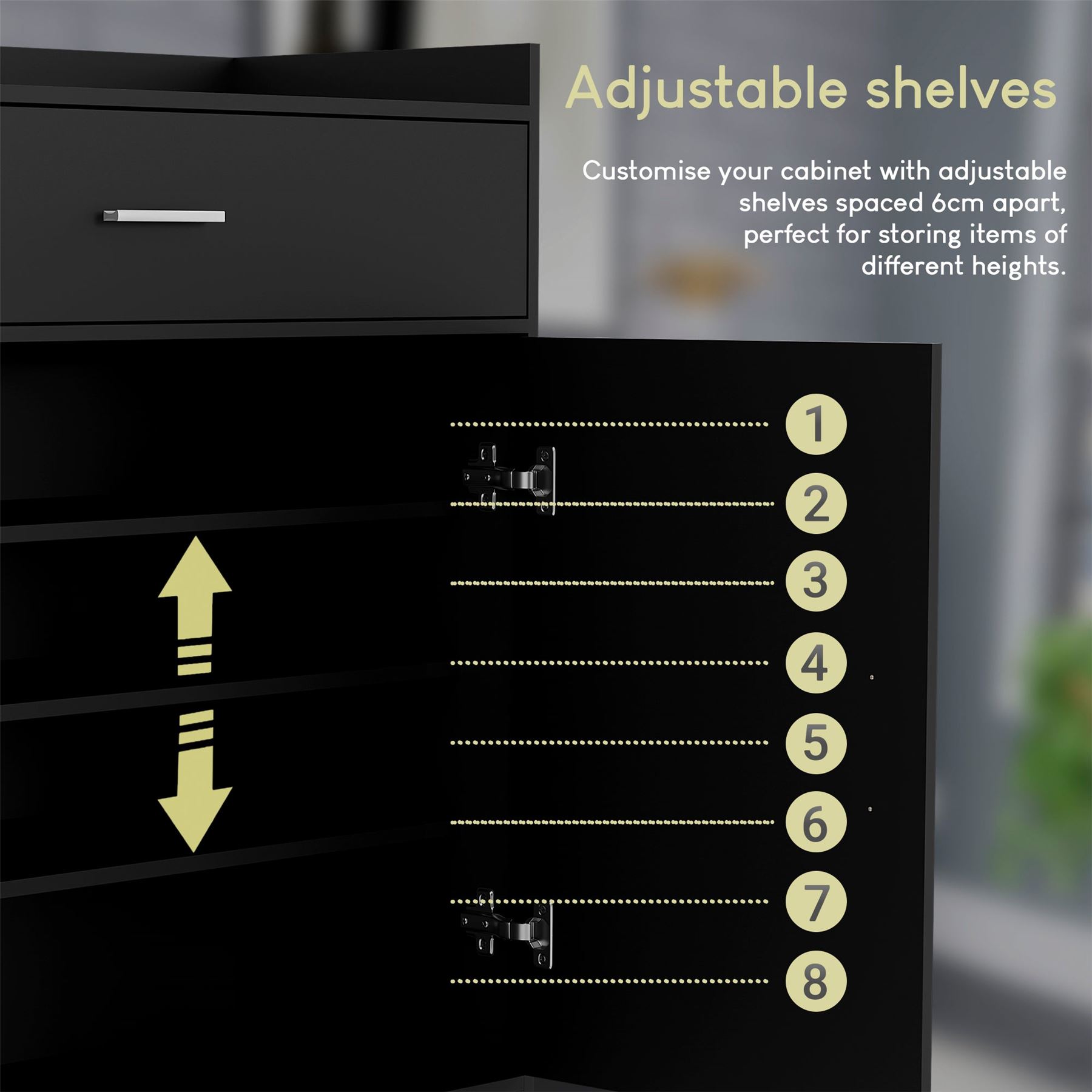 Vida Designs Dalby Shoe Storage Cabinet 2 Door 1 Drawer Shoe Rack Cupboard - Picture 7 of 37