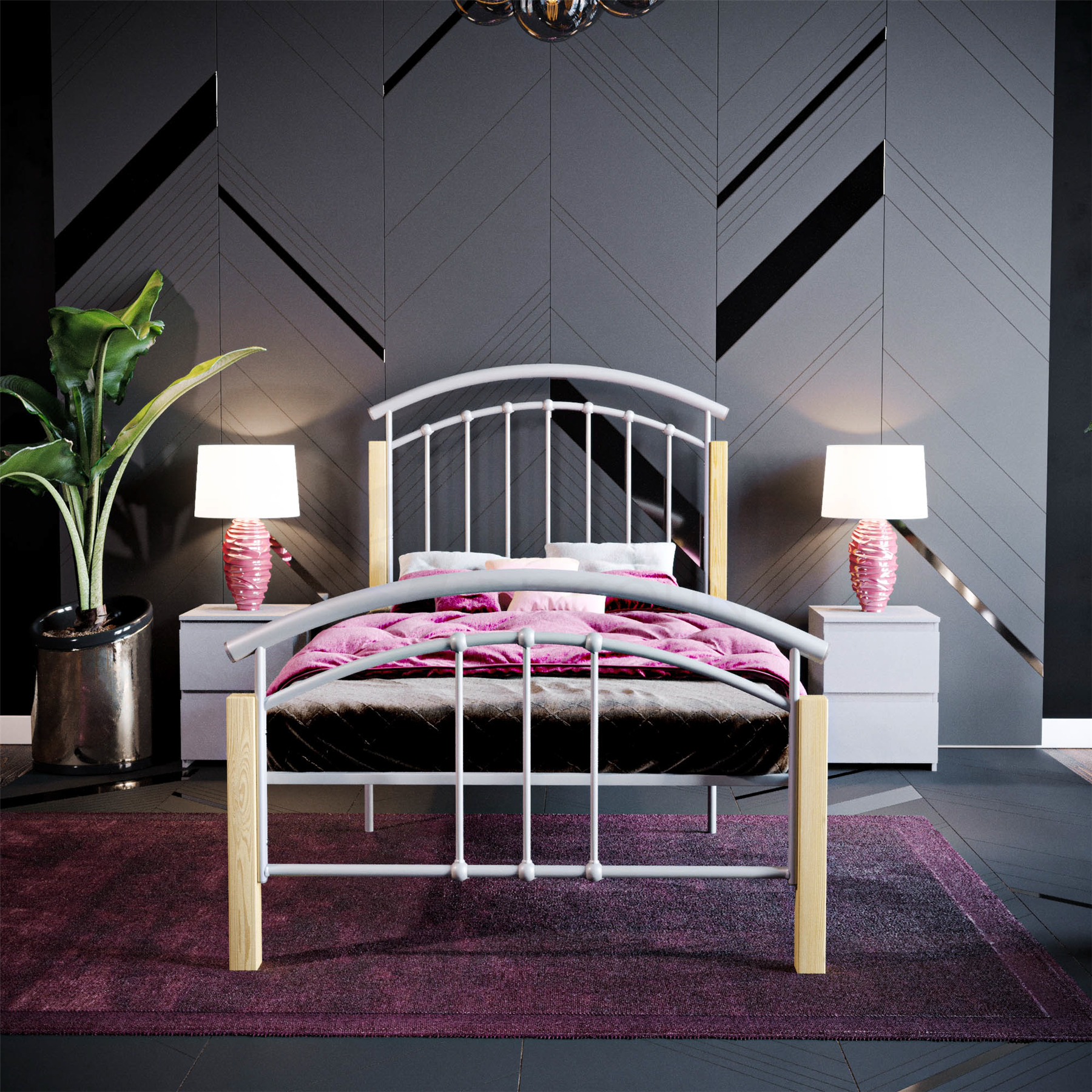 Metal Bed Single Double King Size Slat Base Headboard Set Bedroom Furniture - Picture 134 of 187