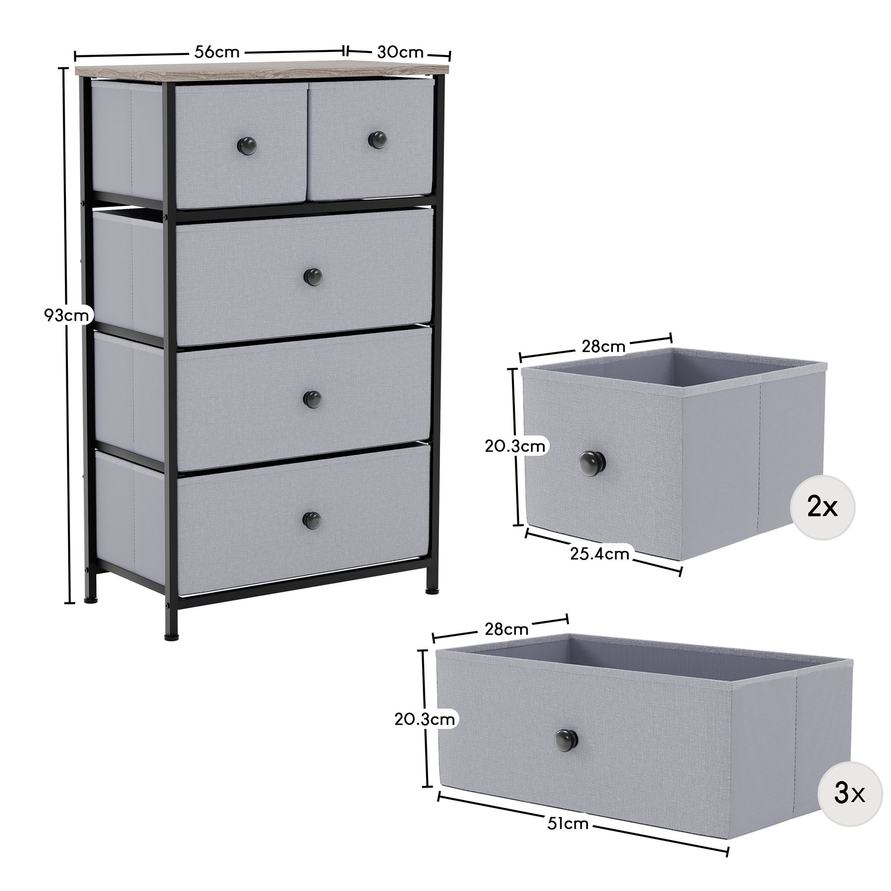 Vida Designs Modern Chest of Drawers 5 Drawer Fabric 'UKFR' Storage Bedroom - Picture 4 of 26