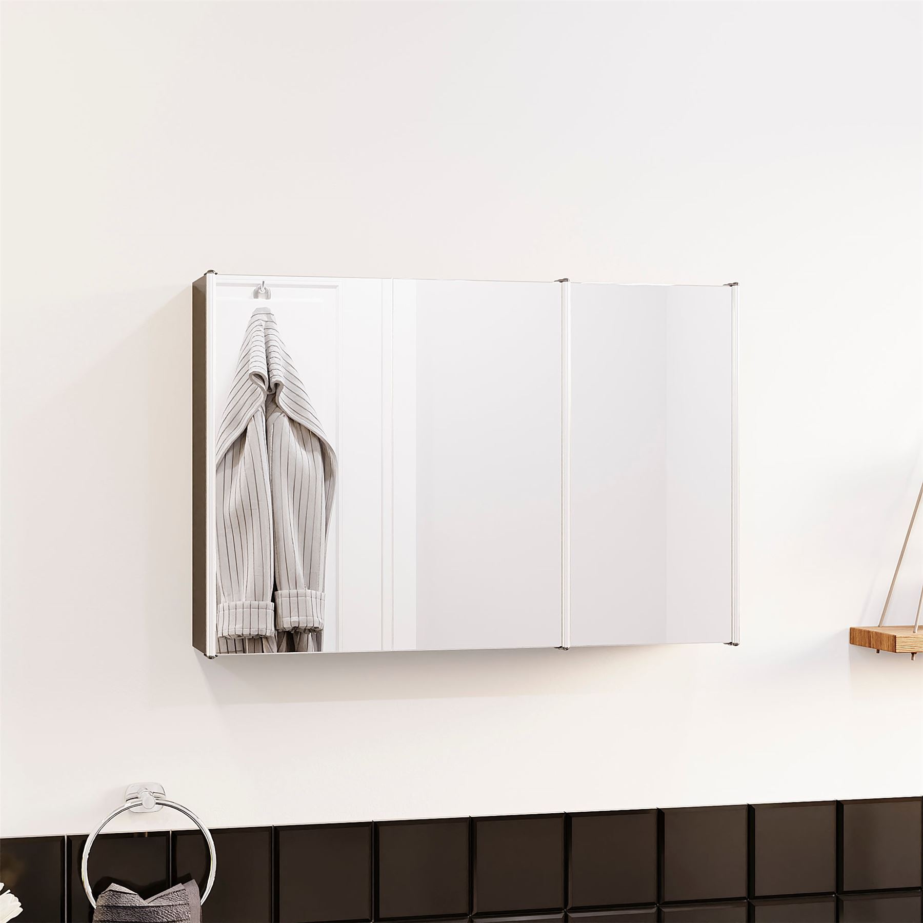 Wall Mounted Cabinet Bathroom White Single Double Door Vanity Storage Cupboard - Picture 106 of 113