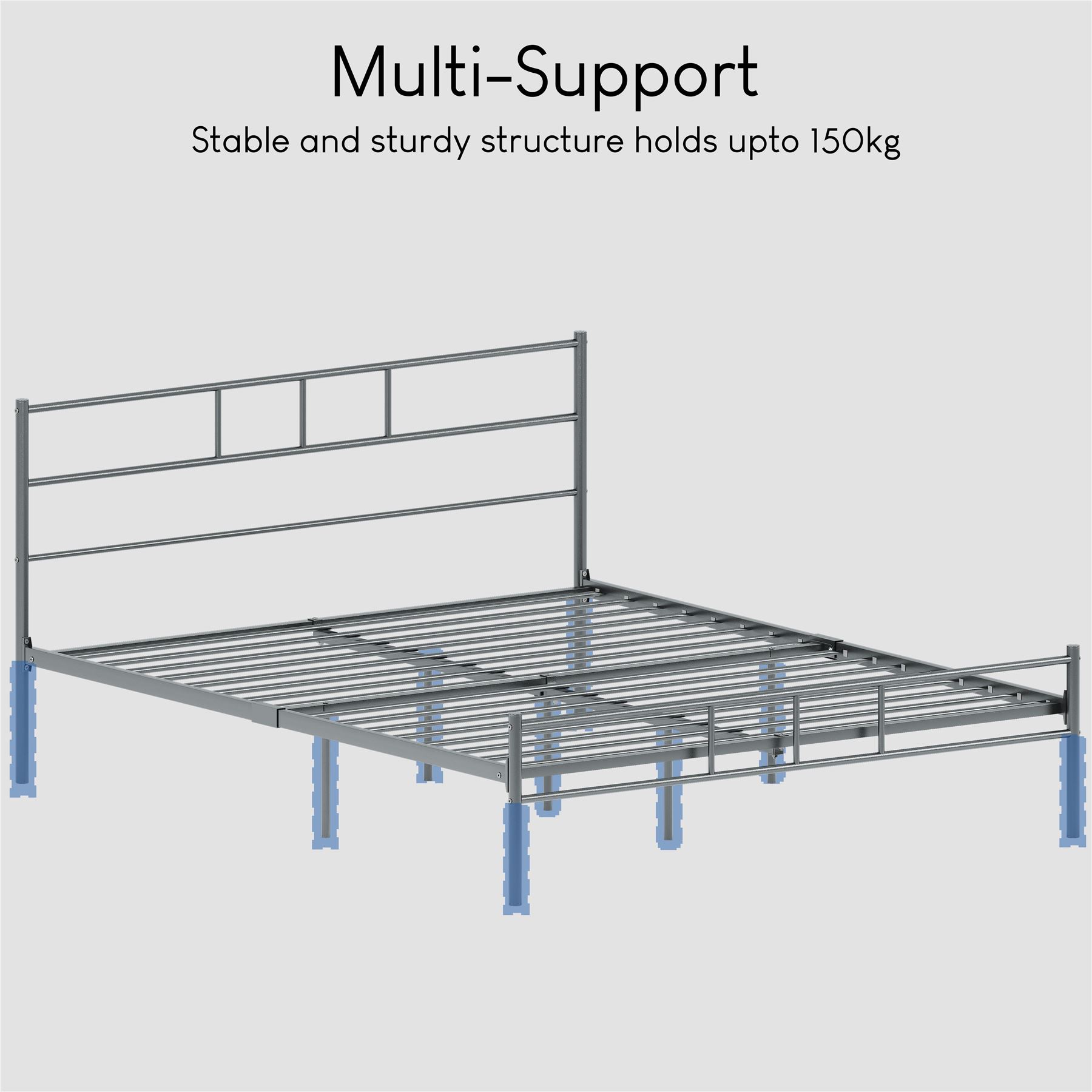 Metal Bed Single Double King Size Slat Base Headboard Set Bedroom Furniture - Picture 40 of 187