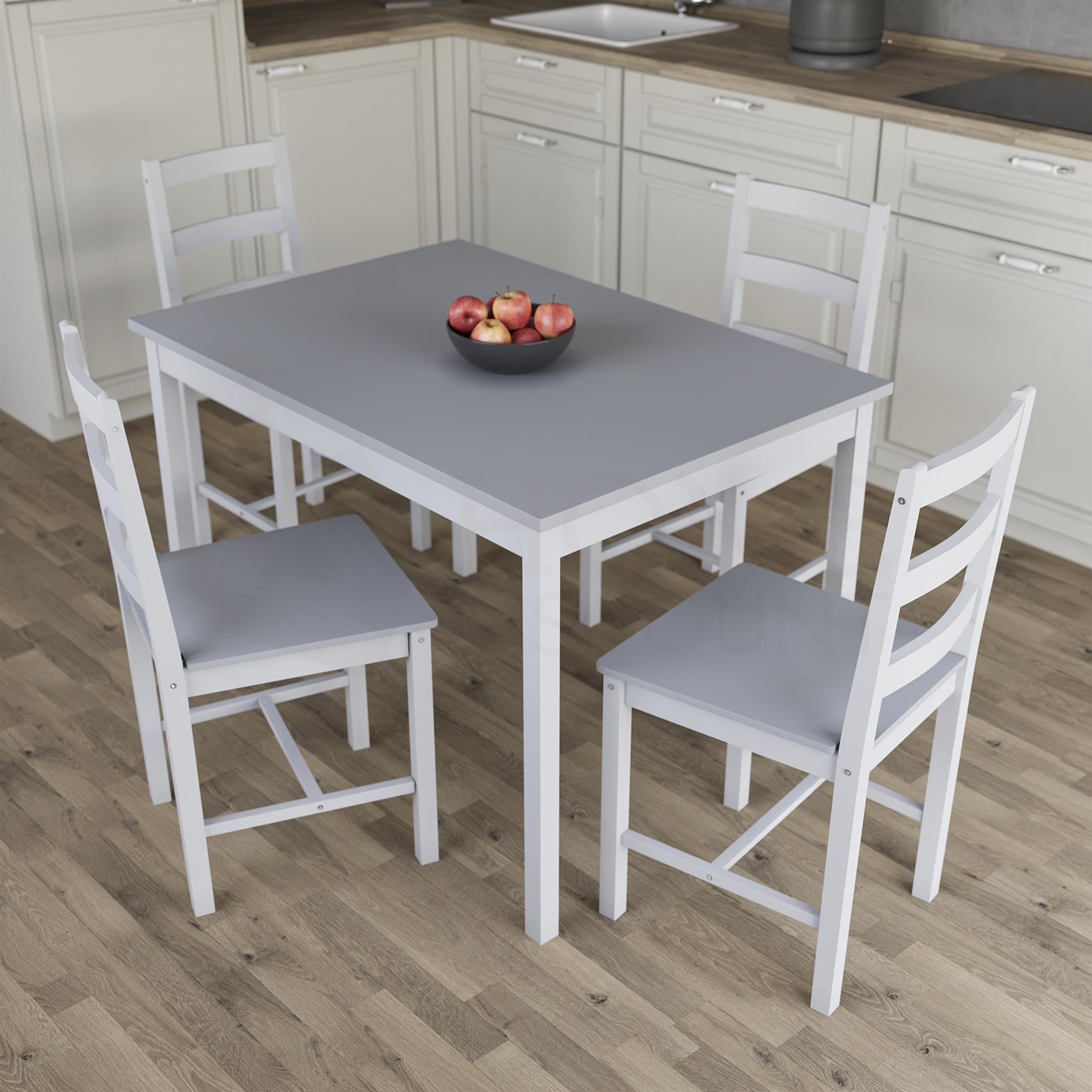 Solid Wood Dining Table and 2 4 Chairs Set Home Kitchen Furniture 3 Colours - Picture 69 of 73