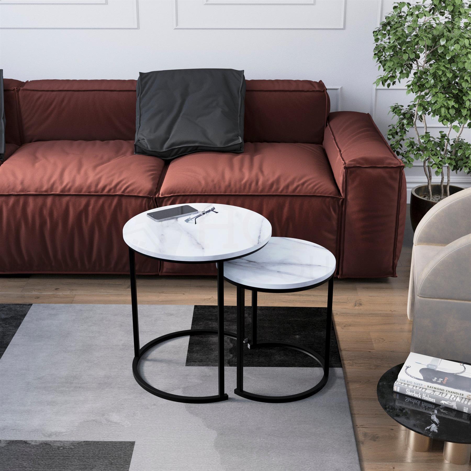 Set of 2 3 Coffee Nesting Table Set Sofa Side End Table Industrial Living Room - Picture 70 of 107