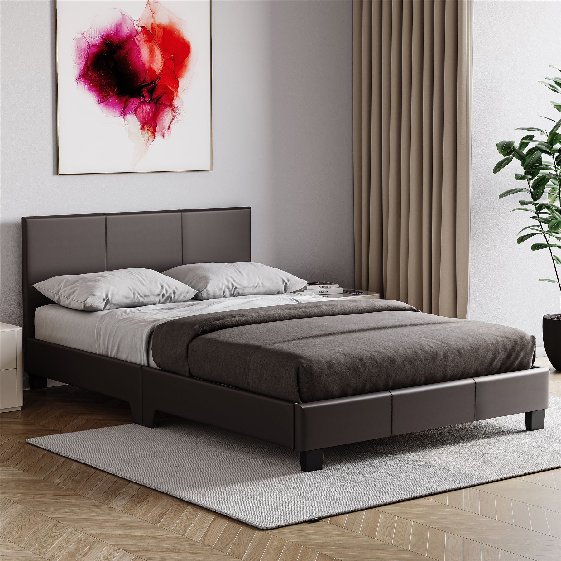 Ottoman Storage Bed Gas Lift Double King Size Leather Bed Slatted Base Headboard - Picture 113 of 137