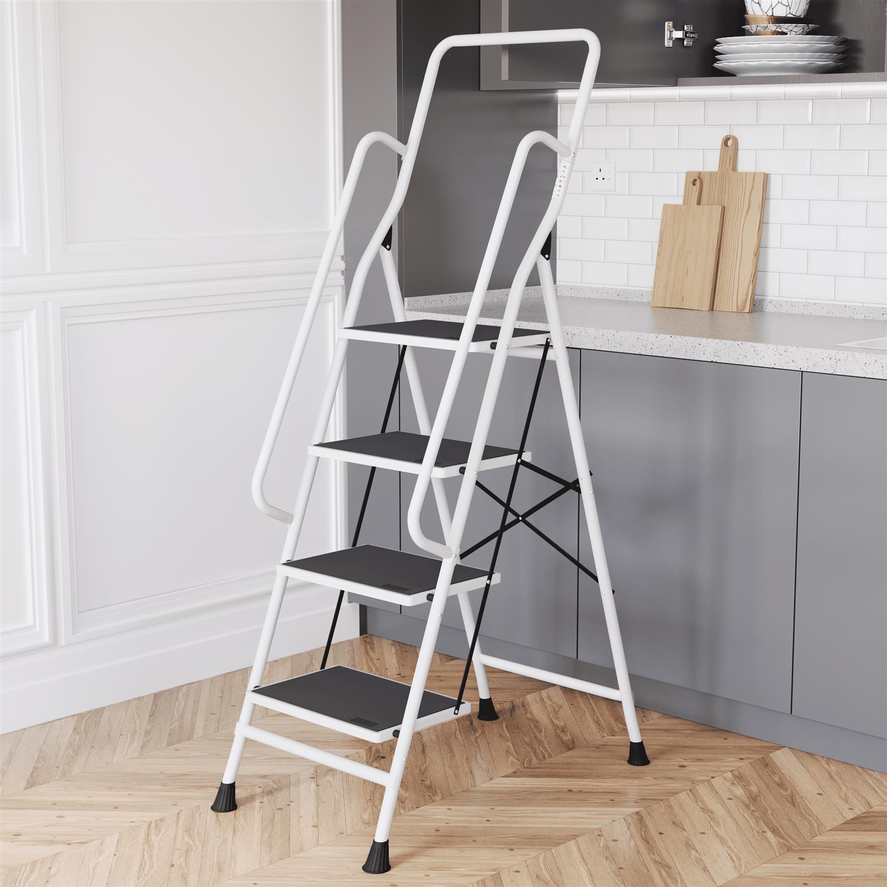 2 3 4 Step Ladder Folding Portable Compact Heavy Duty Iron Anti-Slip Mat Stool - Picture 67 of 69