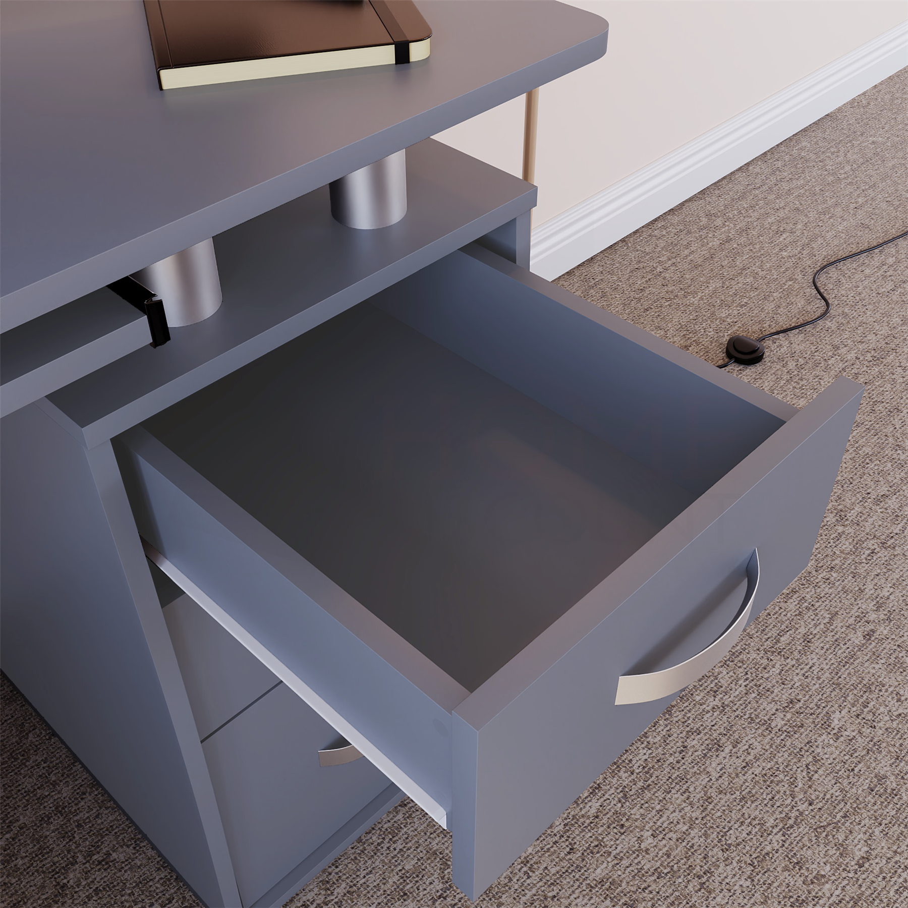3 Drawer Computer Desk Home Office Work Study PC Laptop Workstation Table - Picture 17 of 28