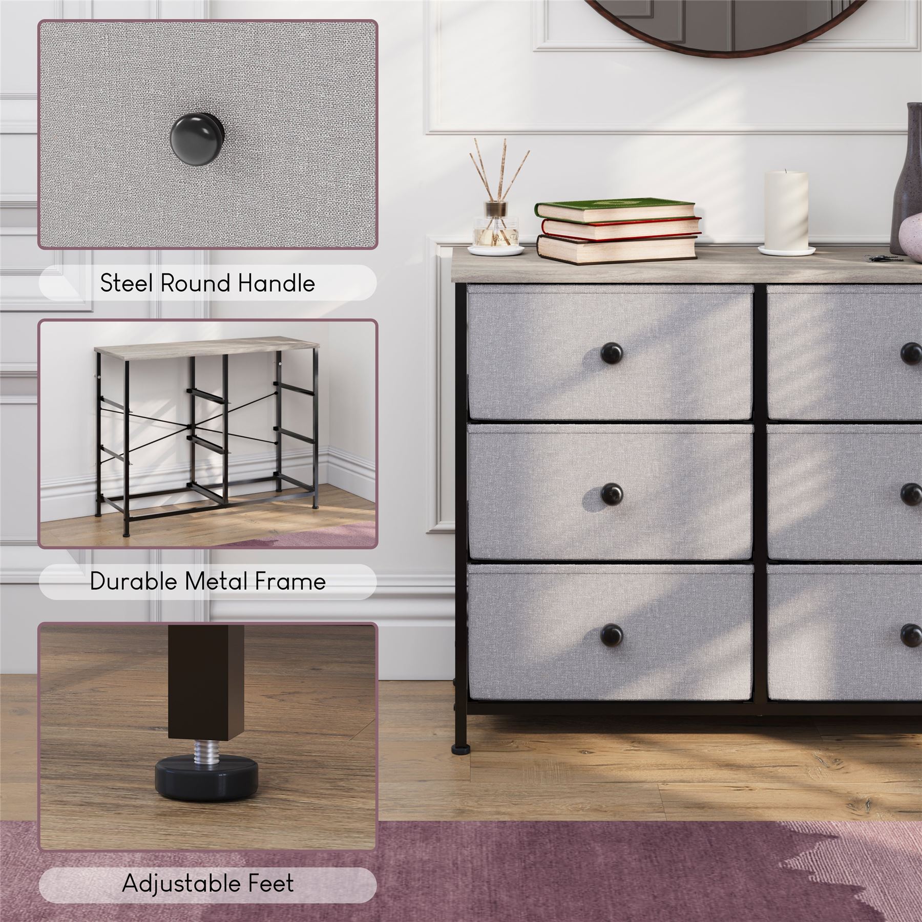 Vida Designs Stoff Kommode Aufbewahrungsschrank Schlafzimmer Flur 'UKFR' - Bild 88 von 193