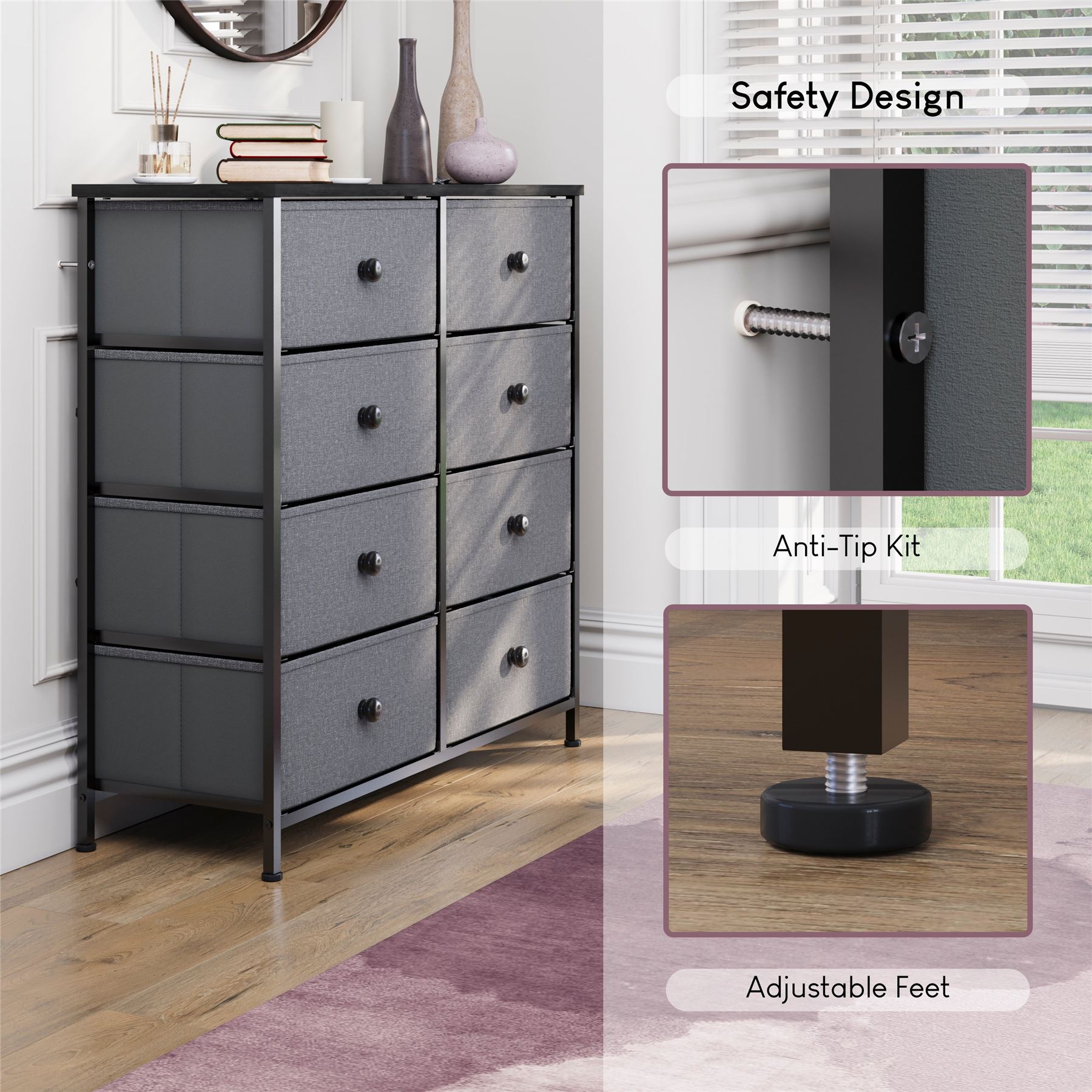 Vida Designs Stoff Kommode Aufbewahrungsschrank Schlafzimmer Flur 'UKFR' - Bild 156 von 193