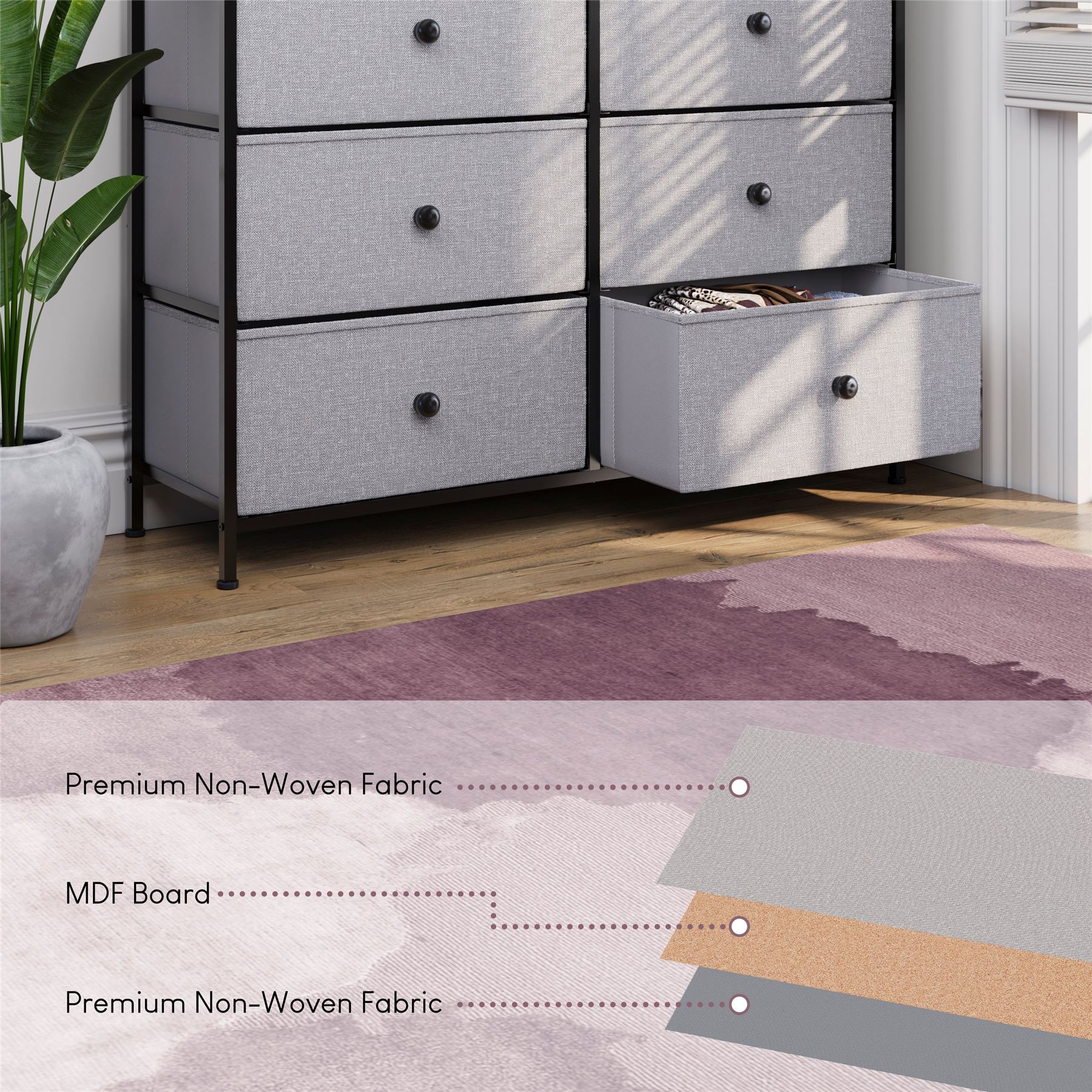 Vida Designs Stoff Kommode Aufbewahrungsschrank Schlafzimmer Flur 'UKFR' - Bild 172 von 193