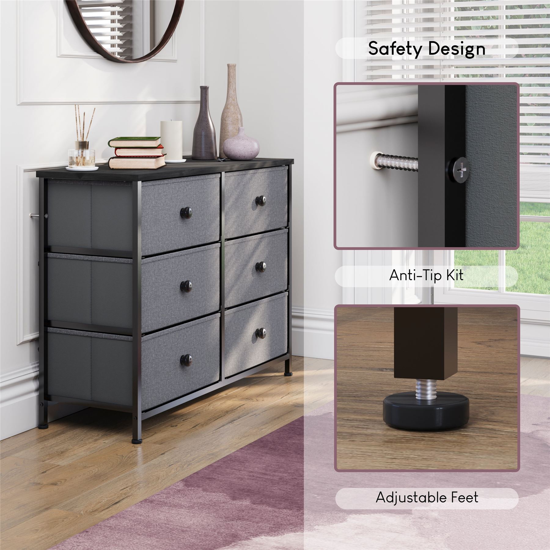 Vida Designs Stoff Kommode Aufbewahrungsschrank Schlafzimmer Flur 'UKFR' - Bild 101 von 193