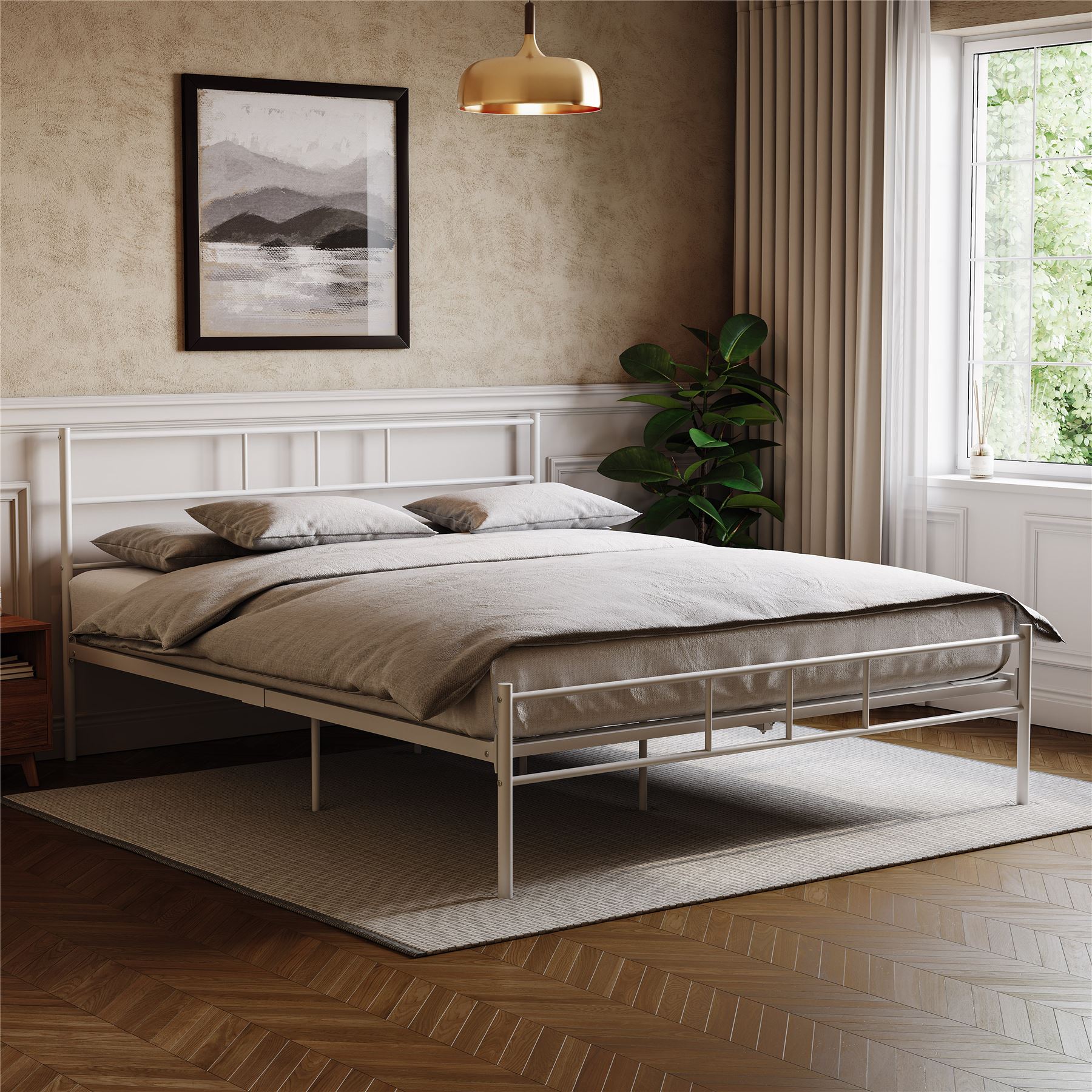 Metal Bed Single Double King Size Slat Base Headboard Set Bedroom Furniture - Picture 43 of 187