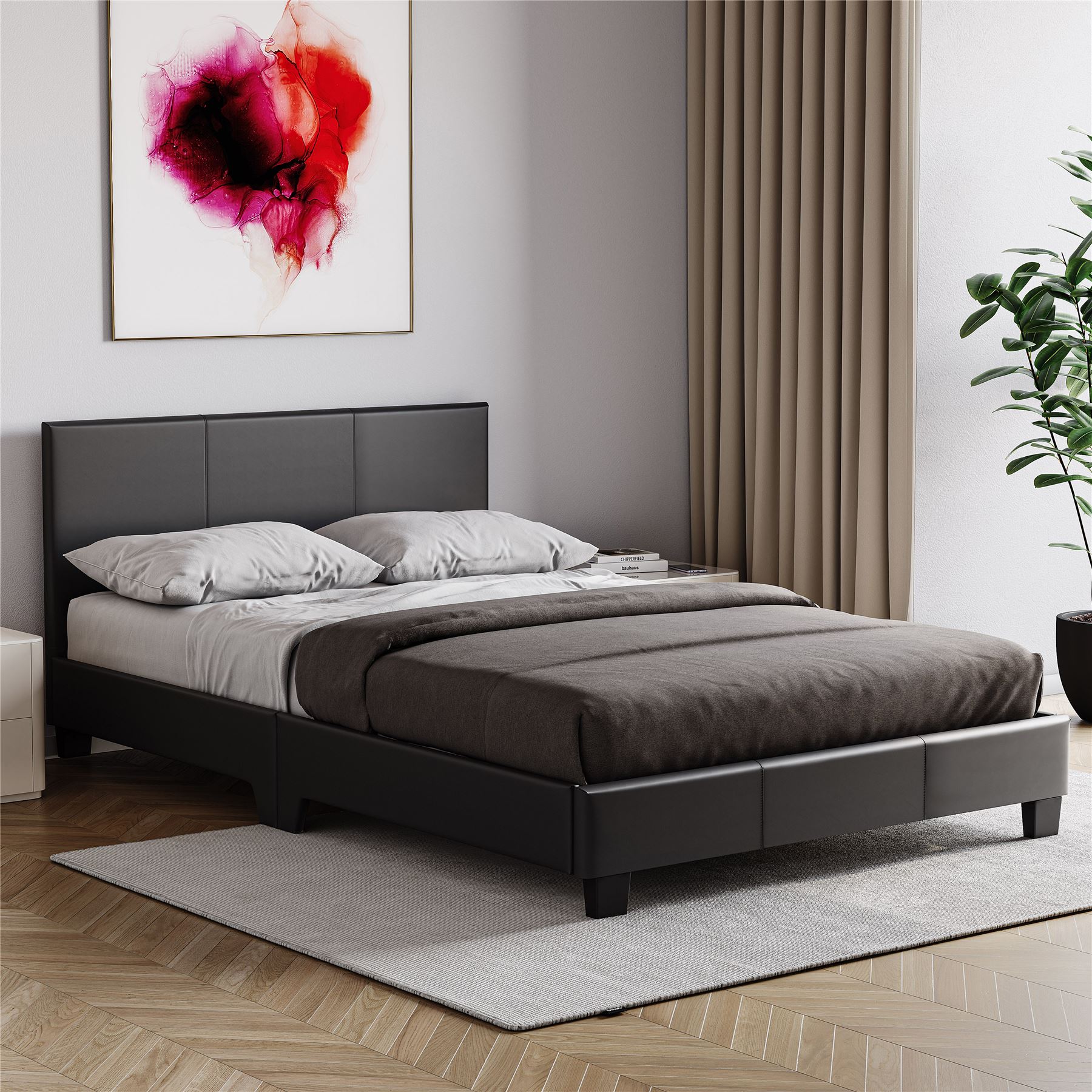 Ottoman Storage Bed Gas Lift Double King Size Leather Bed Slatted Base Headboard - Picture 105 of 137