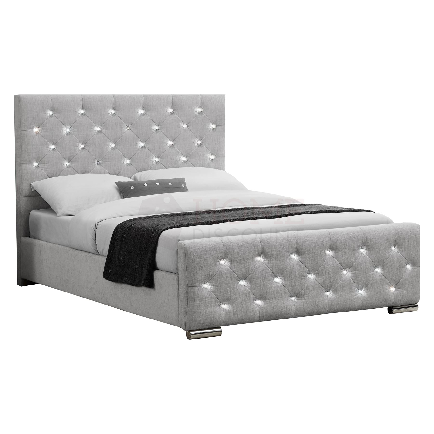 Fabric King Size Bed Frame Ottoman 5FT Upholstered Velvet Linen Modern